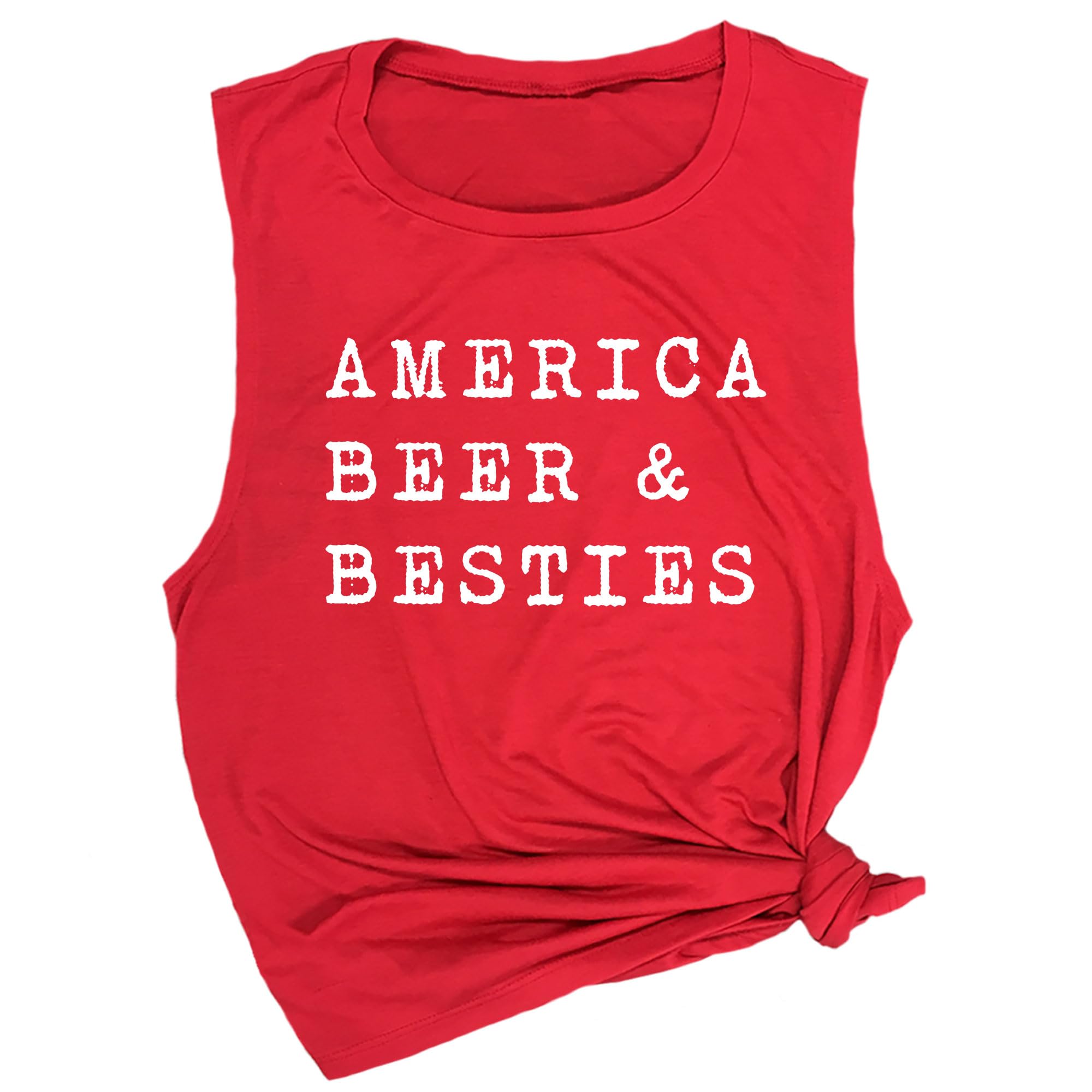 Best 4th of July Patriotic Workout T-Shirt for Women - American Flag Beer & Friends Design - Gym, Running, Fitness & Independence Day Celebration