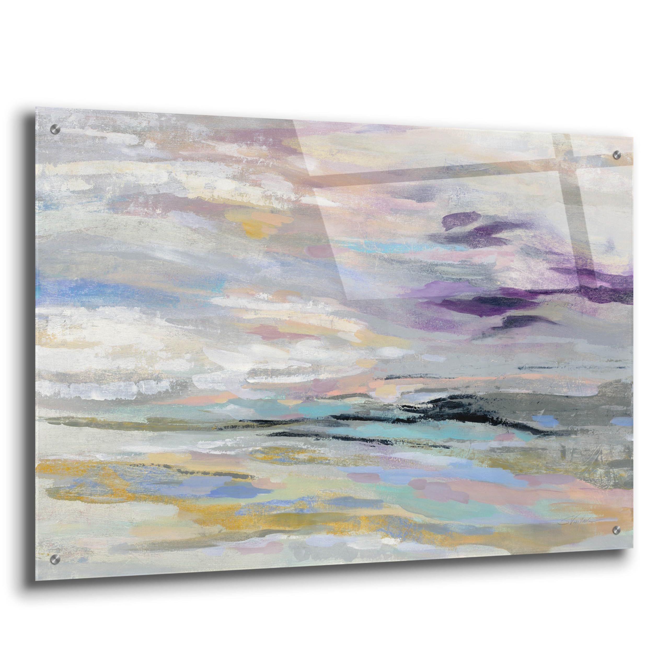 Silvia Vassileva 'Sea and Sky' Acrylic Glass Wall Art - 36x24 Inches Modern Ocean Painting for Living Room, Bedroom & Office Decor