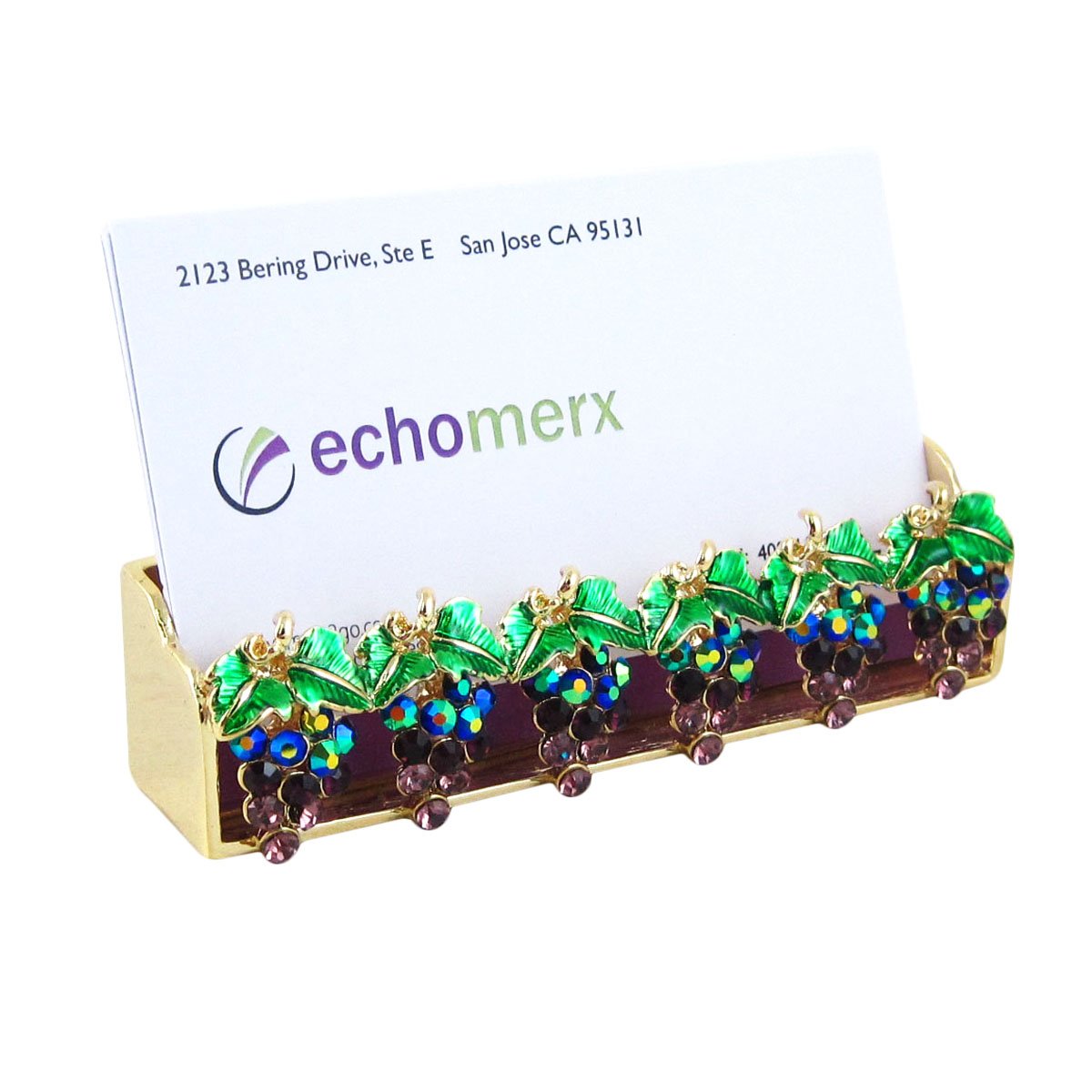 Echomerx Gold Tone Grape Business Card Holder - Elegant Metal Card Case for Professional Networking, Office, and Gifts
