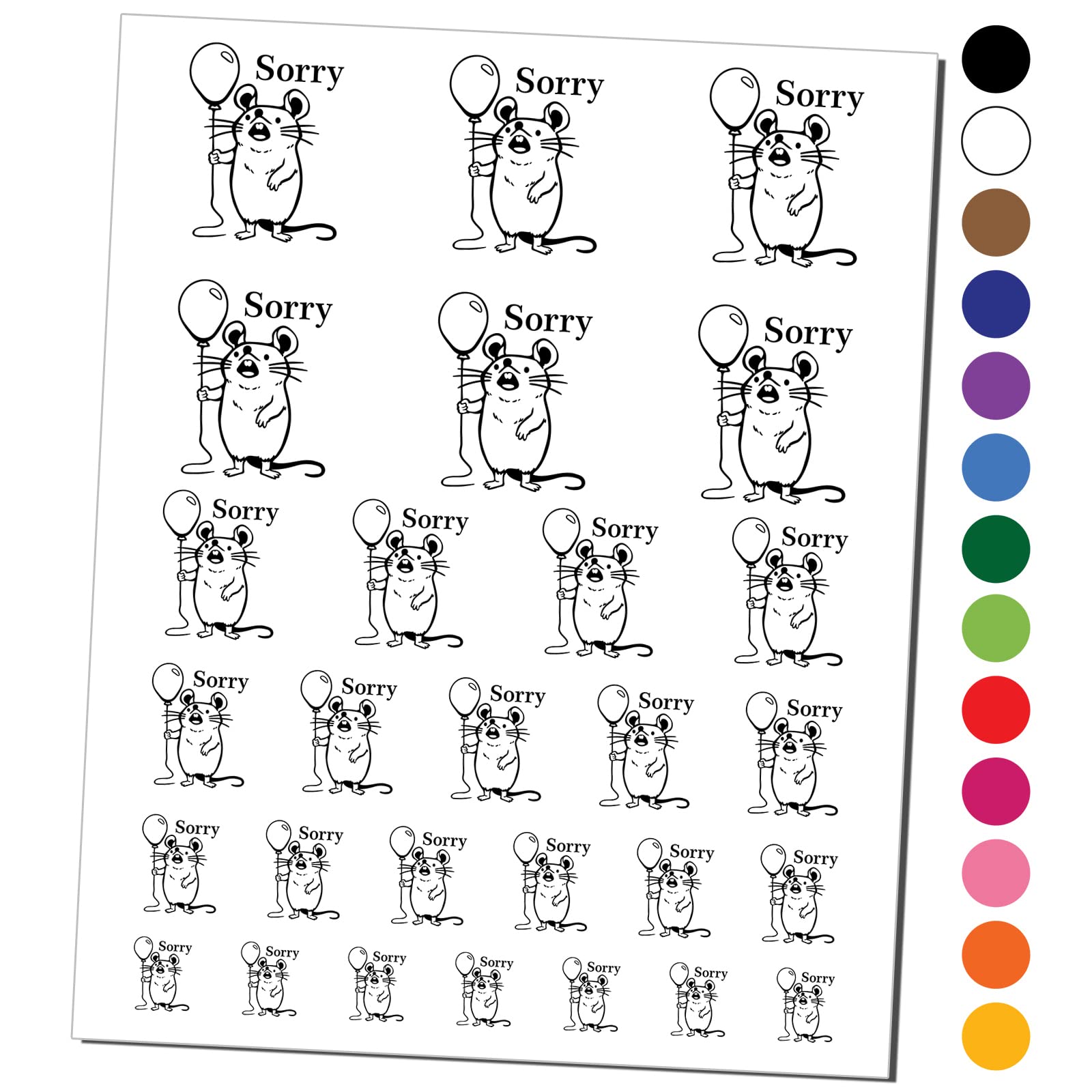 Sorry Mouse with Balloon Waterproof Temporary Tattoos - Fake Body Art Set (Black, 1 Sheet) | Fun Party Favors, Costume Accessories & Kids Activities