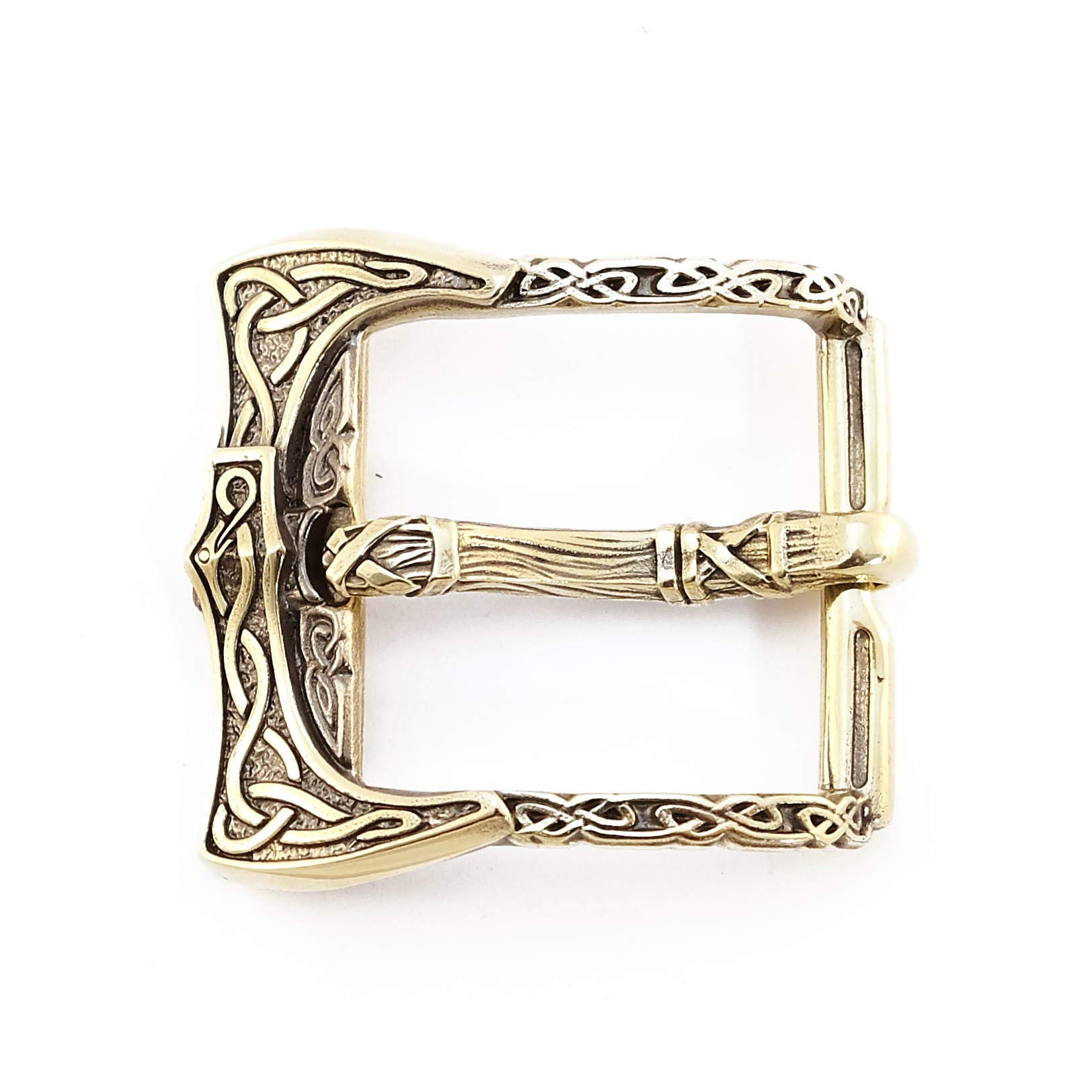 Viking Axe Belt Buckle - Solid Brass Norse Military Buckle with Viking Weapon Axes - Frame Type Belt Accessory for Cosplay, LARP & Medieval Costumes