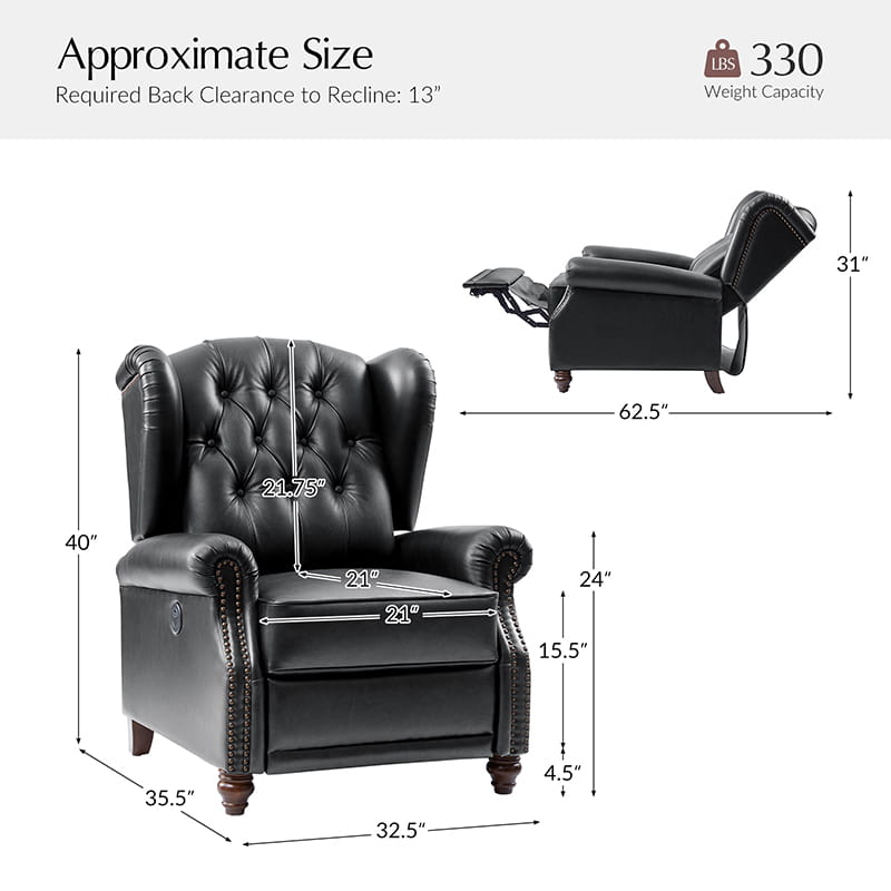 Karelie Genuine Leather Electric Recliner Chair - Power Lift Reclining Sofa with Massage & Heat for Living Room, Home Theater, and Office Relaxation