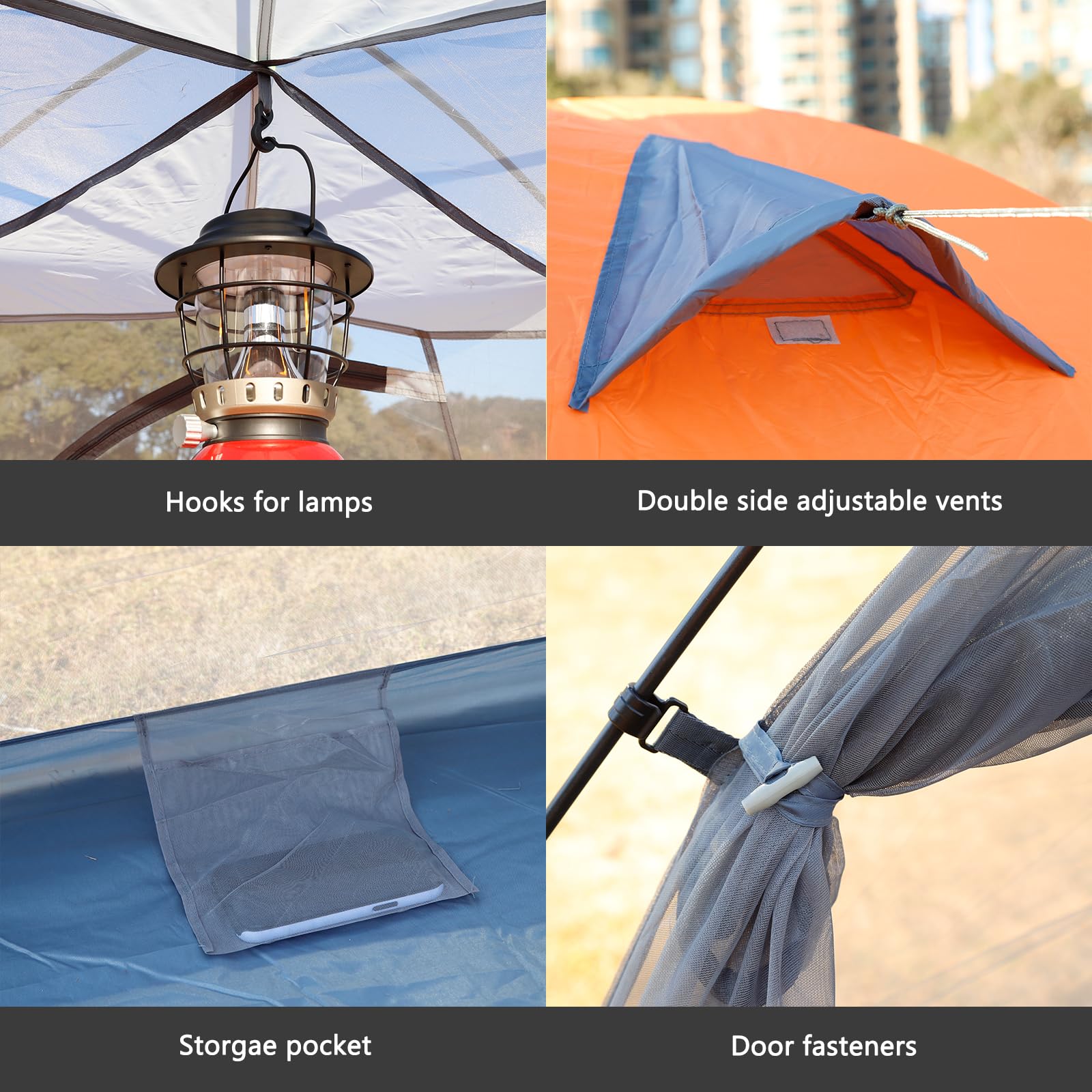 2 Person Waterproof Instant Pop Up Tent - Lightweight Portable Camping Tent for Outdoor, Beach, Backyard & Travel - Easy 1 Minute Setup (Orange) - Perfect for Weekend Camping, Hiking Trips & Family Adventures