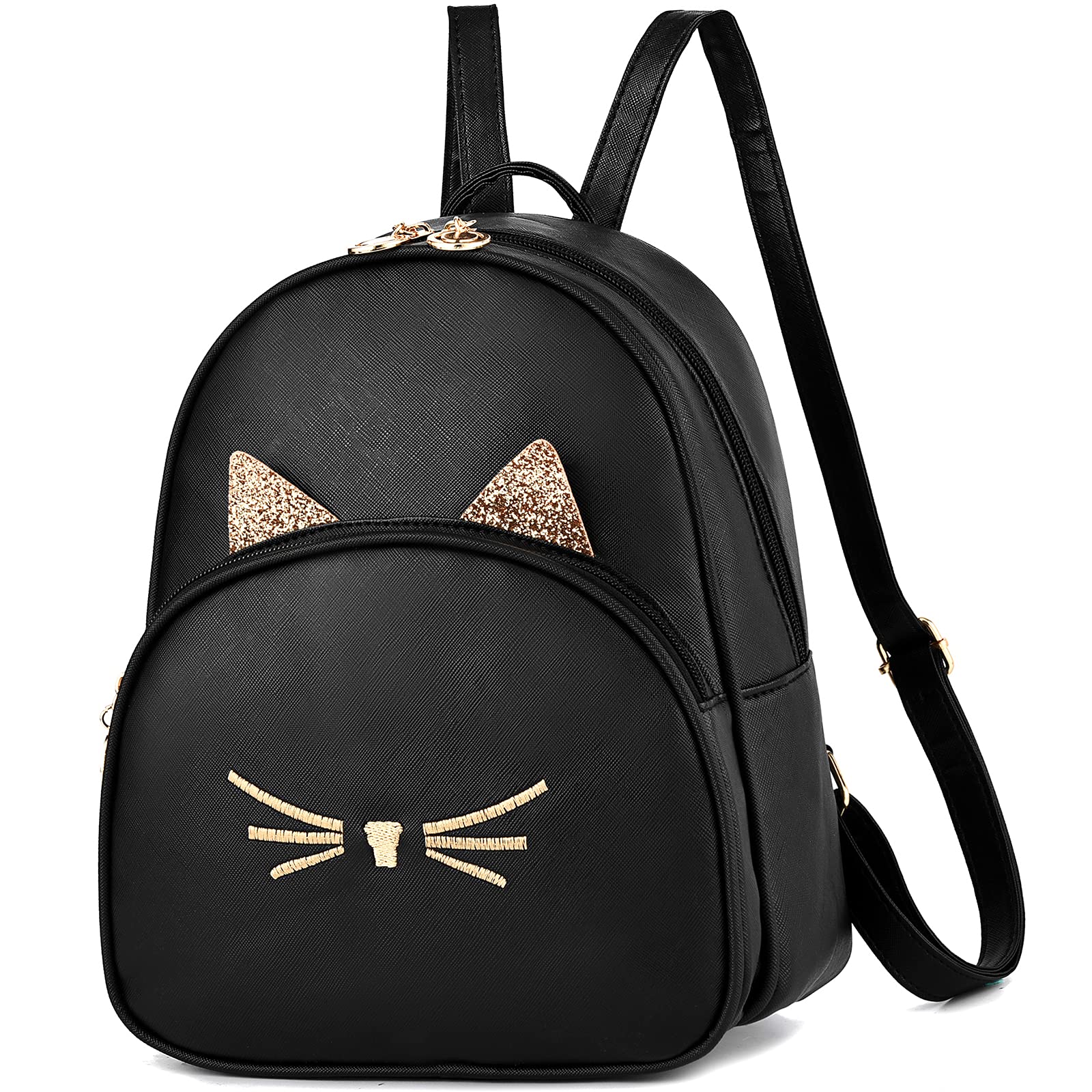 Women's Mini PU Leather Backpack with Cat Print - Stylish Shoulder Bag for Daily Use