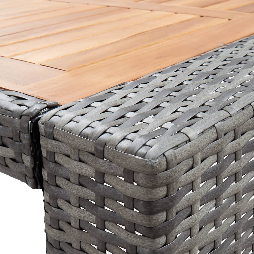vidaXL 5-Piece Patio Bar Set with Wood Tabletop & Cushions - Outdoor Rattan and Wood Gray Bar Table Set for Garden, Backyard, or Poolside Dining | Durable Patio Furniture for Entertaining