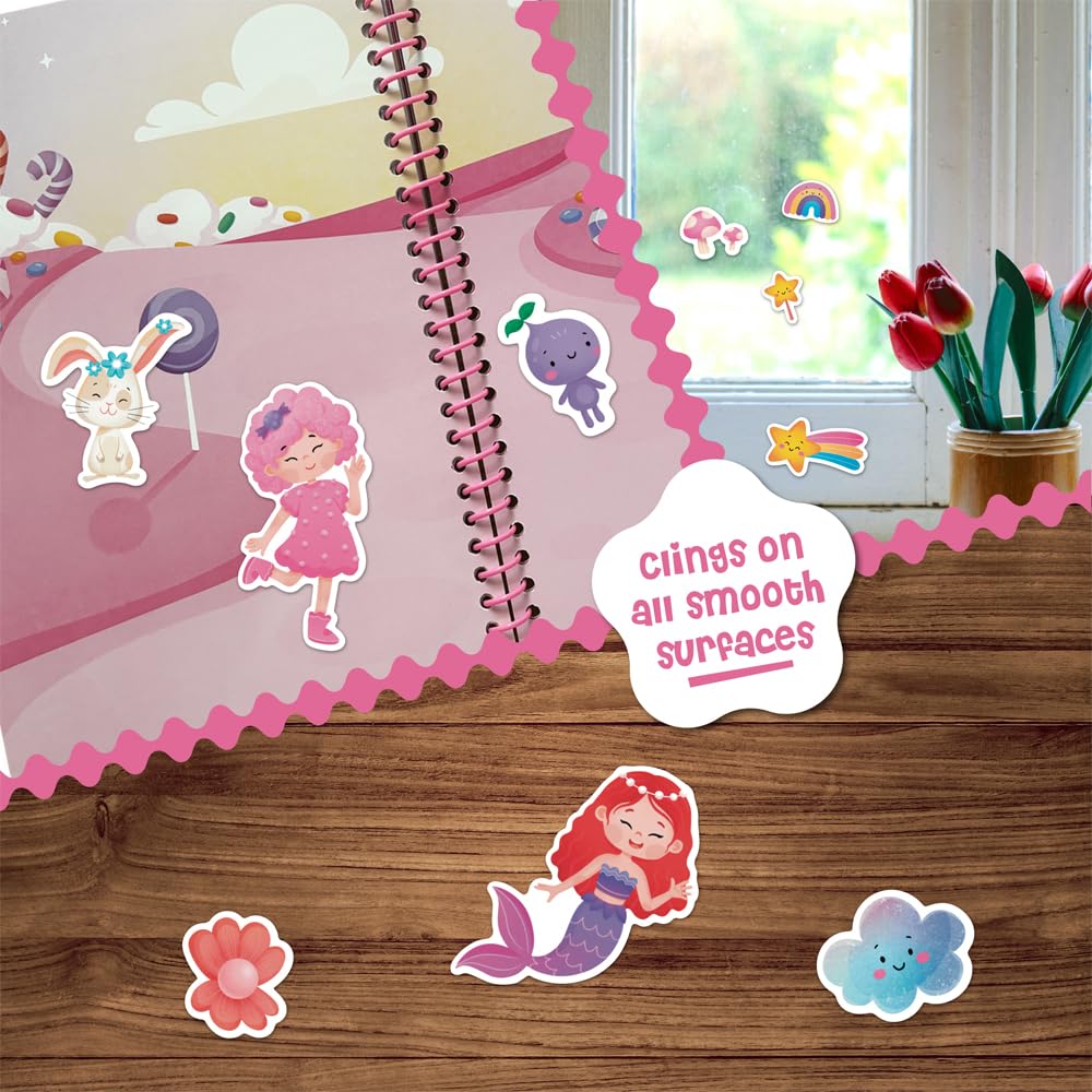 Stick4Ever Kids' Jelly Sticker Book - 50 Pcs Waterproof & Reusable Stickers for Toddlers - Easy to Clean, Safe & Fun Learning Activity - Perfect for Stocking Stuffers, Birthday Gifts & Travel Toys (Wonderland Theme)