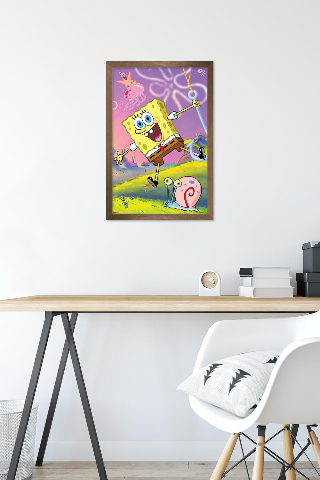 Trends International Nickelodeon SpongeBob SquarePants Wall Poster - 10 Count, 14.725 x 22.375 Inches, Bronze Framed Version - Perfect for Kids' Room Decor, Classroom, and Cartoon Lovers