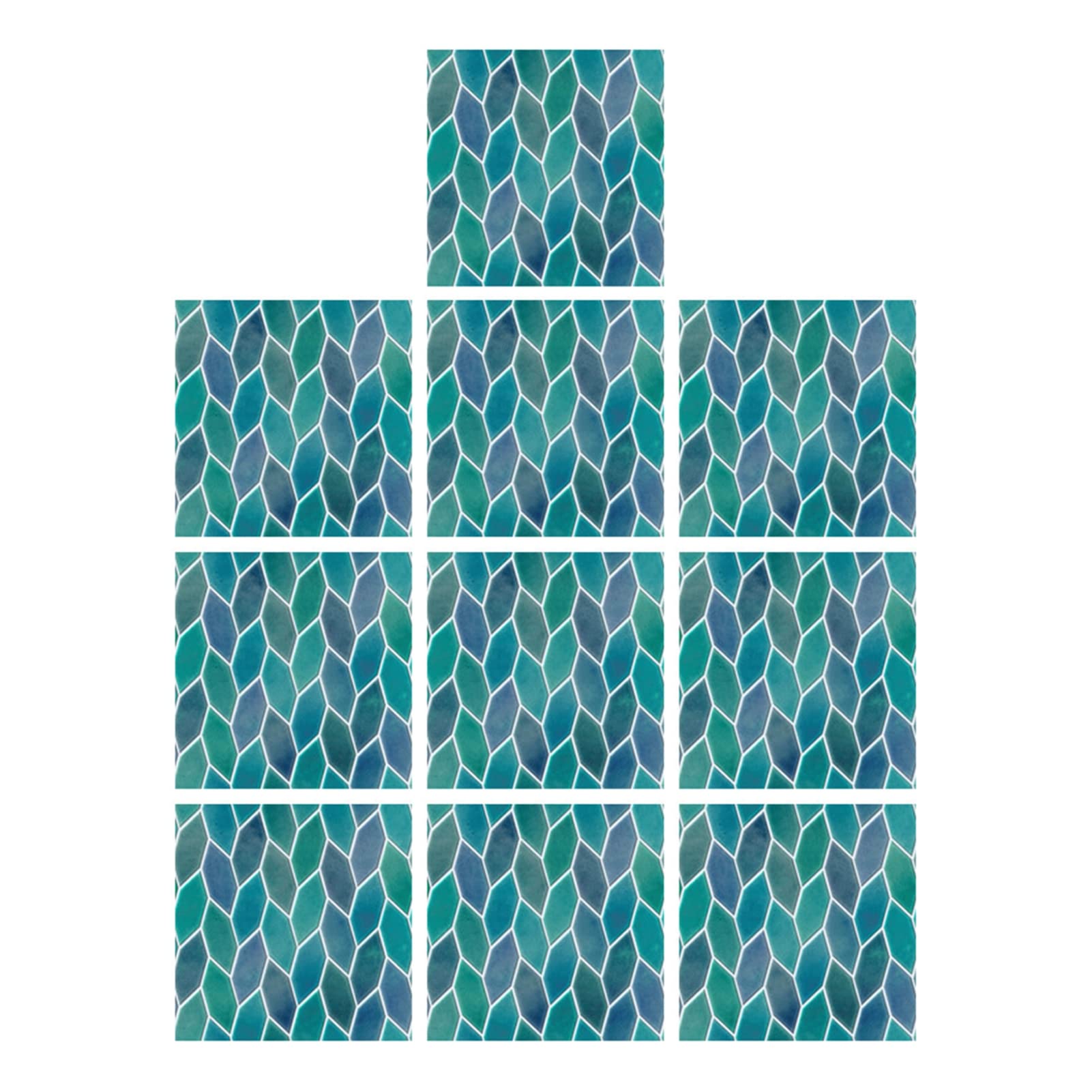 10Pcs Removable PVC Mosaic Tile Wall Stickers - Waterproof Bathroom, Kitchen, Living Room, Bedroom & Office Decor (Blue) | Easy Peel & Stick DIY Home Decoration for Walls, Tiles & Furniture