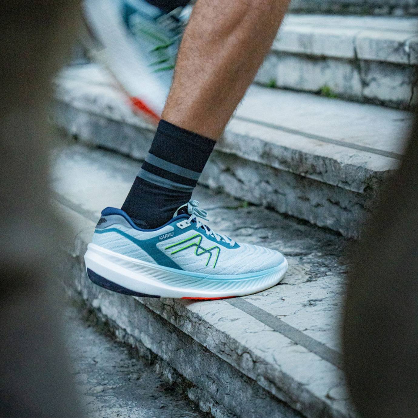 Men's Fusion 4.0 Running Shoes - Sky Gray/Green Flash - Lightweight Athletic Sneakers for Jogging, Gym & Outdoor Workouts