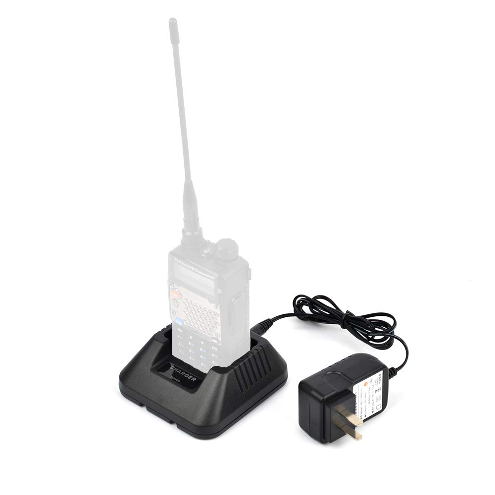 Baofeng UV-5R Series Desk Charger with DC & USB Port - Compatible with UV-5RA/UV-5RB/UV-5RC/UV-5RD/UV-5RE/UV-5RE Plus Ham Radios - Perfect for Emergency Communication, Outdoor Adventures & Security Teams