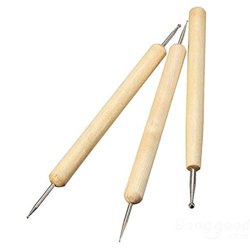 COMIART 3-Piece Wooden Ball Stylus Tool Set for Embossing, Clay Sculpting, Wax & Polymer Crafts - Perfect for DIY Art, Ceramics, Jewelry Making & Nail Art Designs