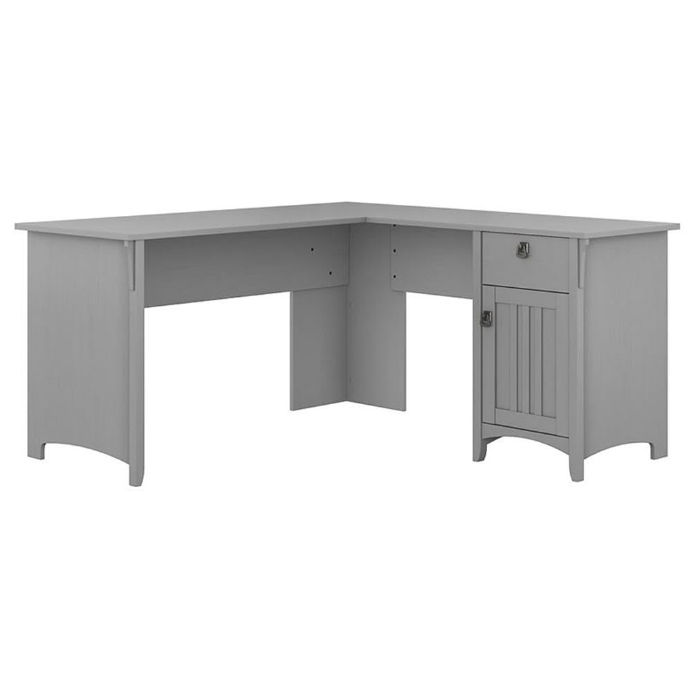 Atlin Designs L-Shaped Desk with Storage in Cape Cod Gray - Modern Home Office Furniture for Small Spaces, Gaming & Study