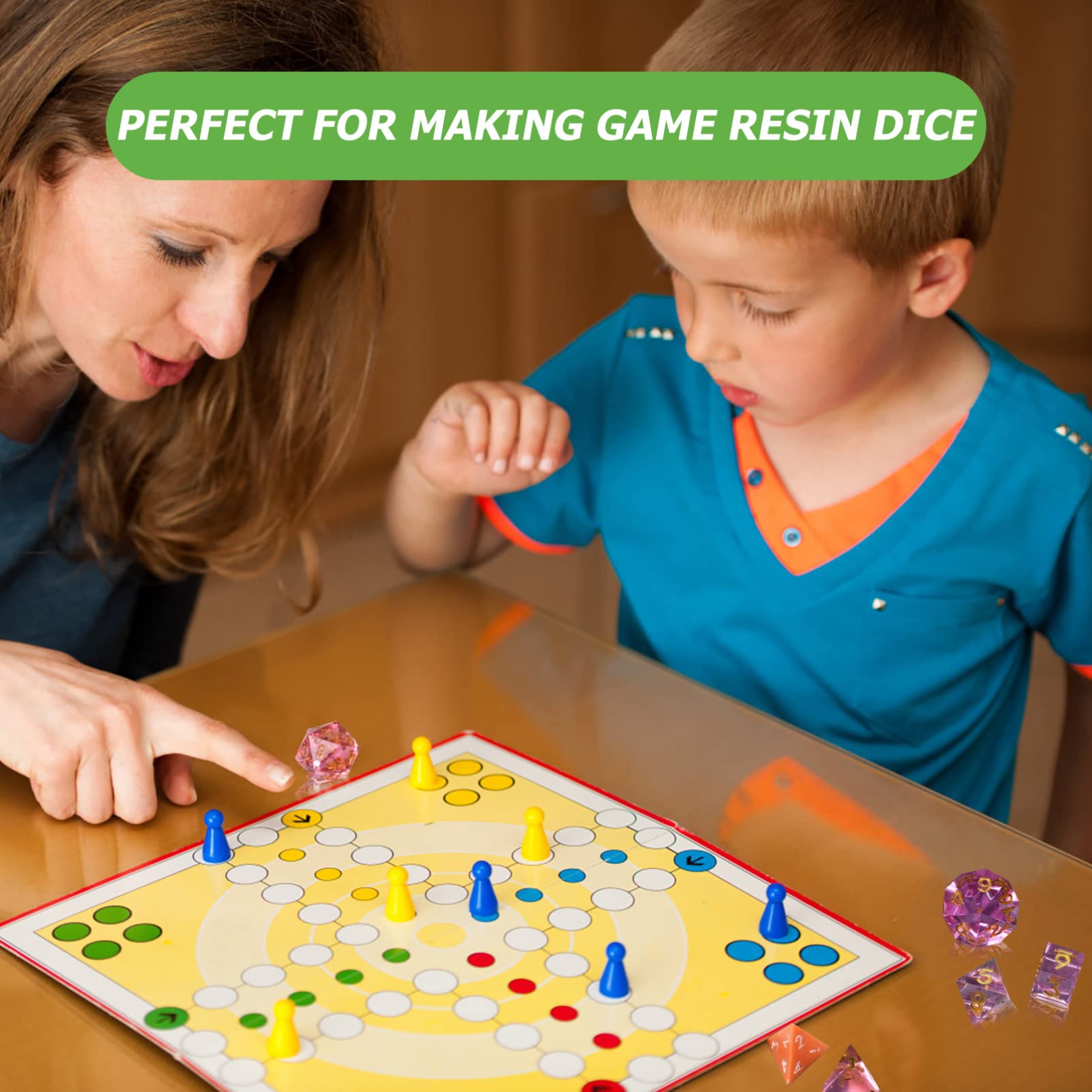 Premium Silicone Resin Dice Molds Set - 6 Shapes for DIY Tabletop Games, Standard & Digital Dice Making - Perfect for Family Game Nights, Handmade Crafts & Resin Casting Projects