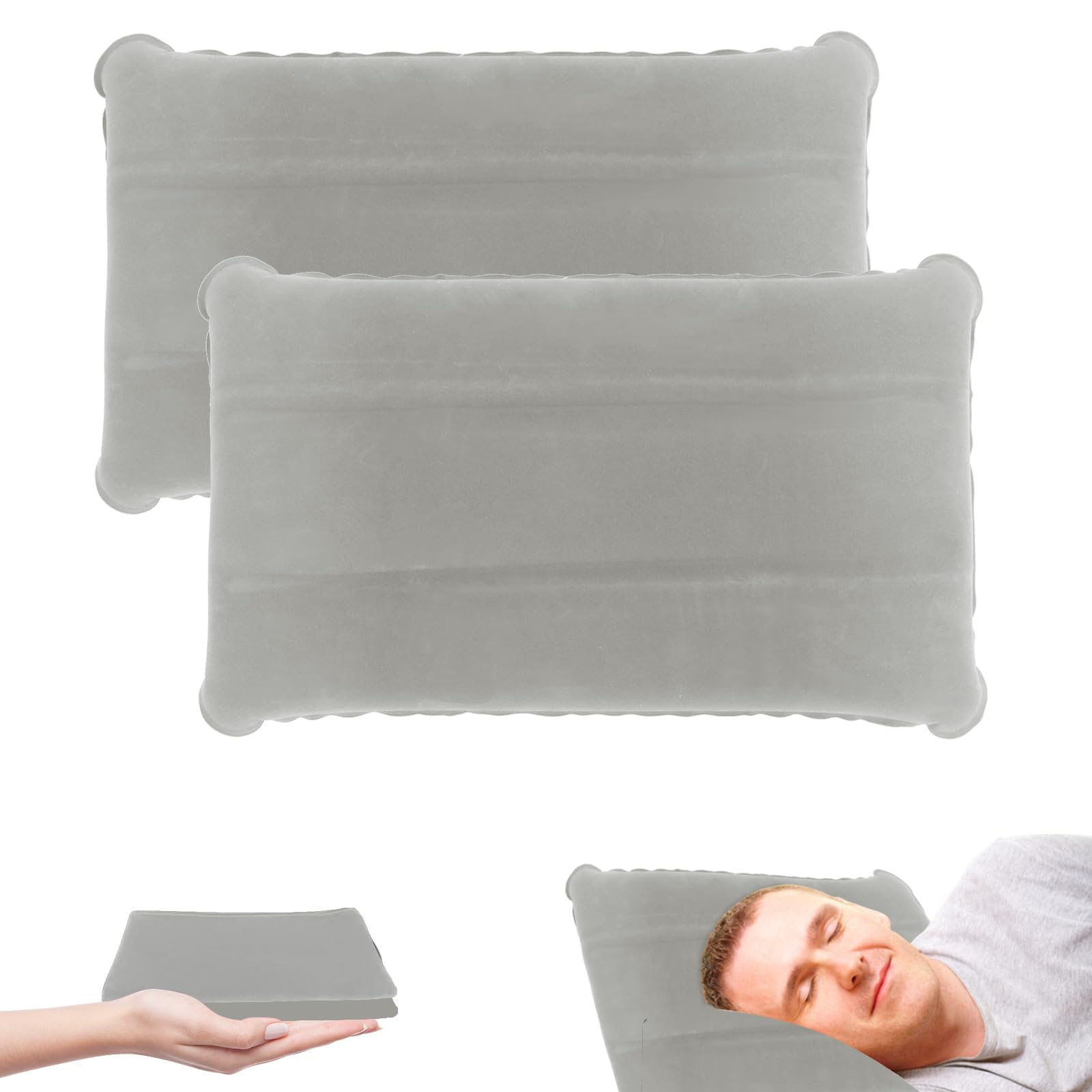 2 Pack Inflatable Camping Pillows - Lightweight Travel & Backpacking Pillow for Hiking, Beach, Home Use