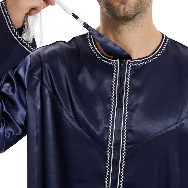 Premium Middle Eastern Arab Men's Thobe Thawb Caftan with Elegant Tassels - Perfect for Eid, Weddings & Special Occasions