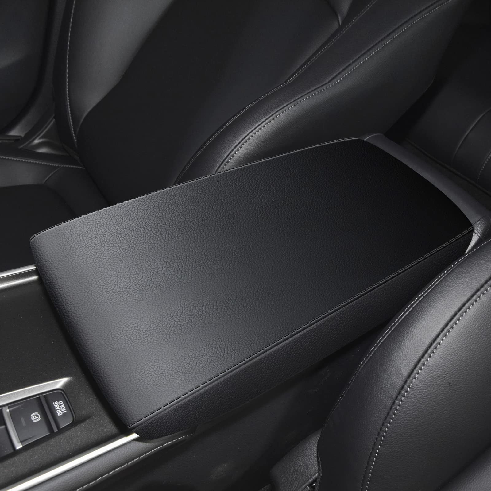 Premium Faux Leather Car Center Console Cover for Honda Accord 2018-2022 - Custom Fit Armrest Protector & Seat Box Cover (Pure Black) | Durable & Stylish Interior Accessory for Daily Commute & Road Trips
