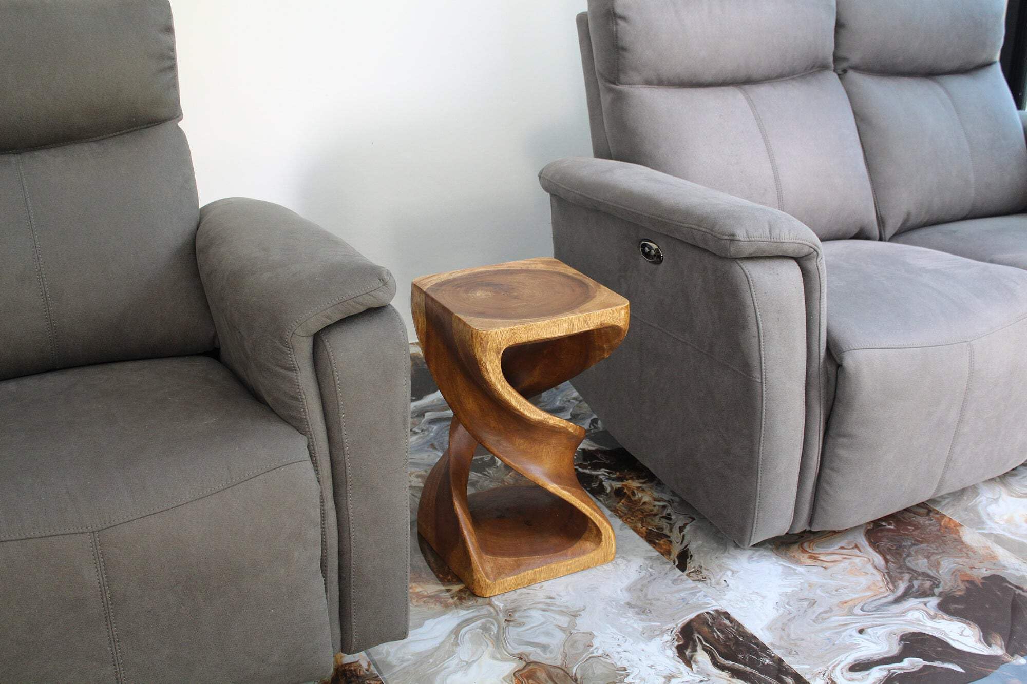Haussmann Wood Double Twist Stool Table - 12