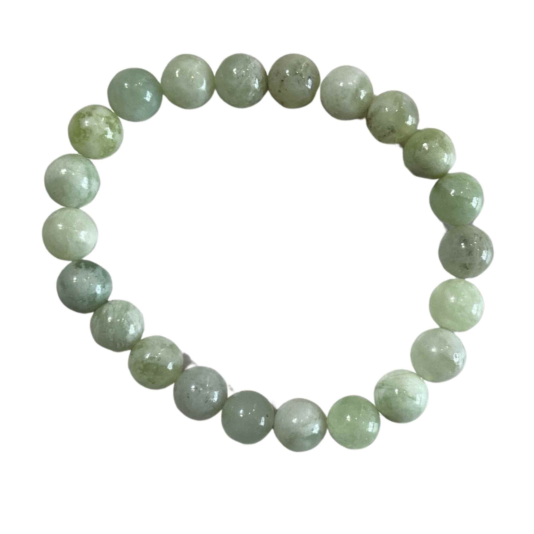 Jade Smooth Bead Stretch Bracelet for Women - Natural Stone Adjustable Yoga Meditation Jewelry - Perfect for Daily Wear, Spiritual Healing & Gift Giving
