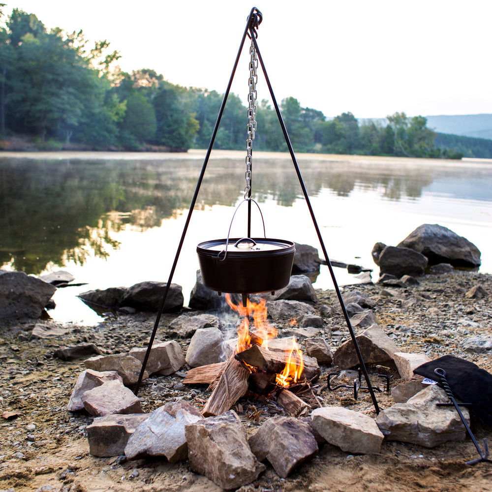 Premium Camp Dutch Oven Lid Lifter - Heavy Duty Cast Iron Cookware Accessory for Outdoor Cooking, Camping & Backpacking | Perfect for Dutch Oven Meals, Stews & Baking Over Campfire