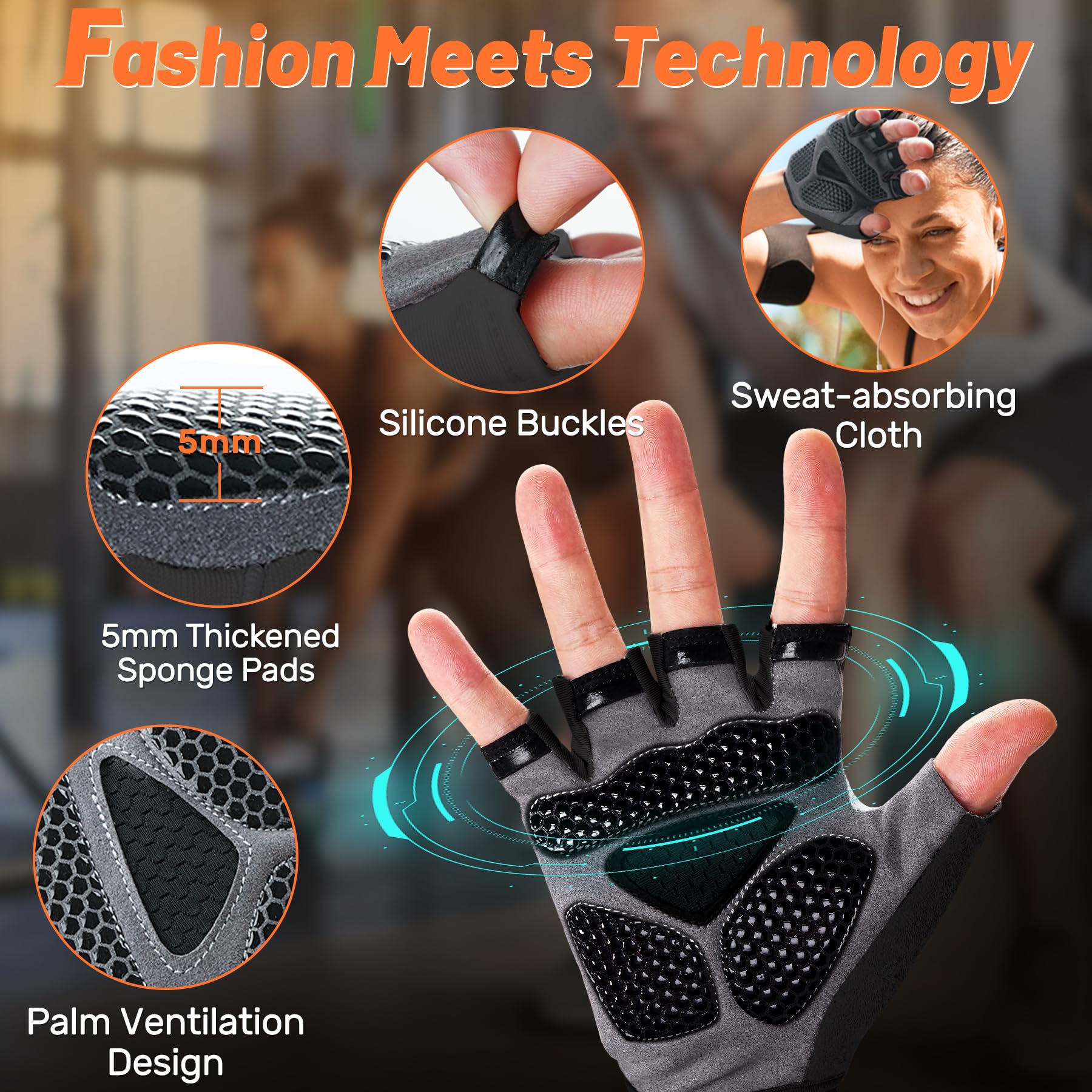 5-in-1 Workout Gloves for Men & Women - Premium Grip Weight Lifting Gloves with Detachable Wrist Support & Mesh Bag - Ideal for Gym, CrossFit, Powerlifting & Home Workouts
