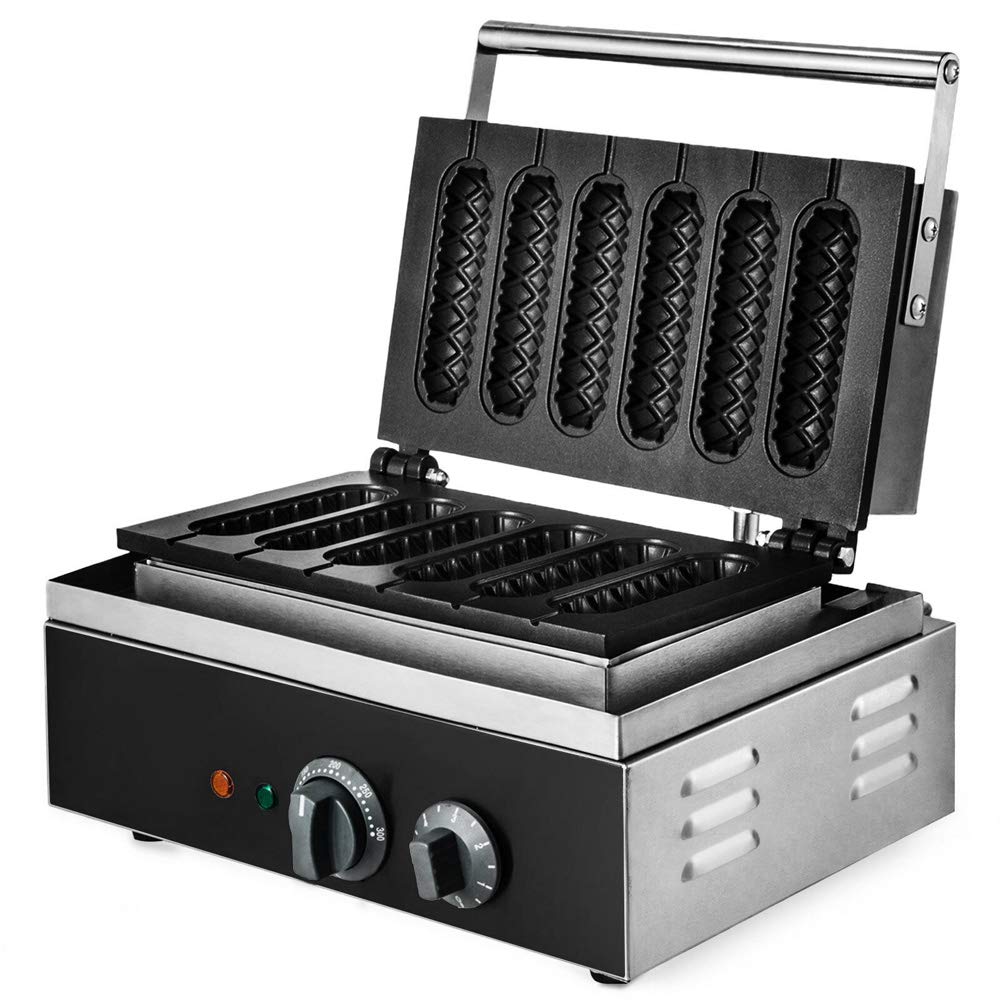 Commercial Hot Dog Waffle Maker - 6 Grid Professional Corn Dog Machine for Restaurants, Cafes & Food Trucks - Perfect for Making Waffle Corn Dogs, Hot Dogs & Snack Sticks - Ideal for Events, Parties & Street Food Business