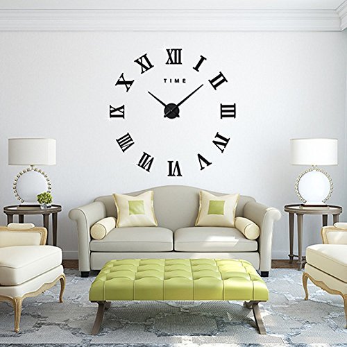 Large Roman Numerals Wall Clock - Modern Black Decorative Clock for Office, Living Room, Bedroom | Silent Non-Ticking Design | Perfect for Home Decor & Gift Giving