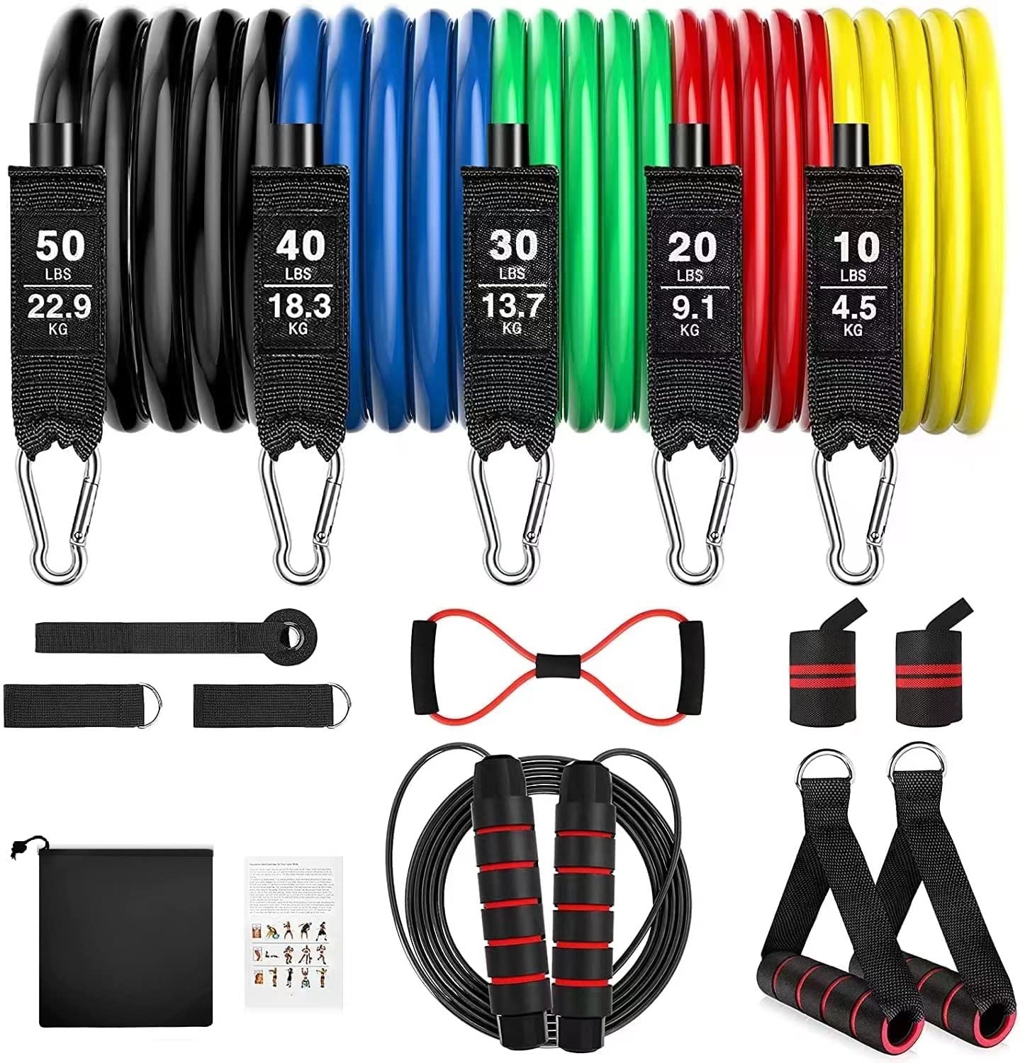 Premium Resistance Bands Set with Handles - Heavy Duty Exercise Bands for Home Workout, Yoga, Crossfit & Strength Training | Ideal for Muscle Building, Physical Therapy & Full Body Fitness