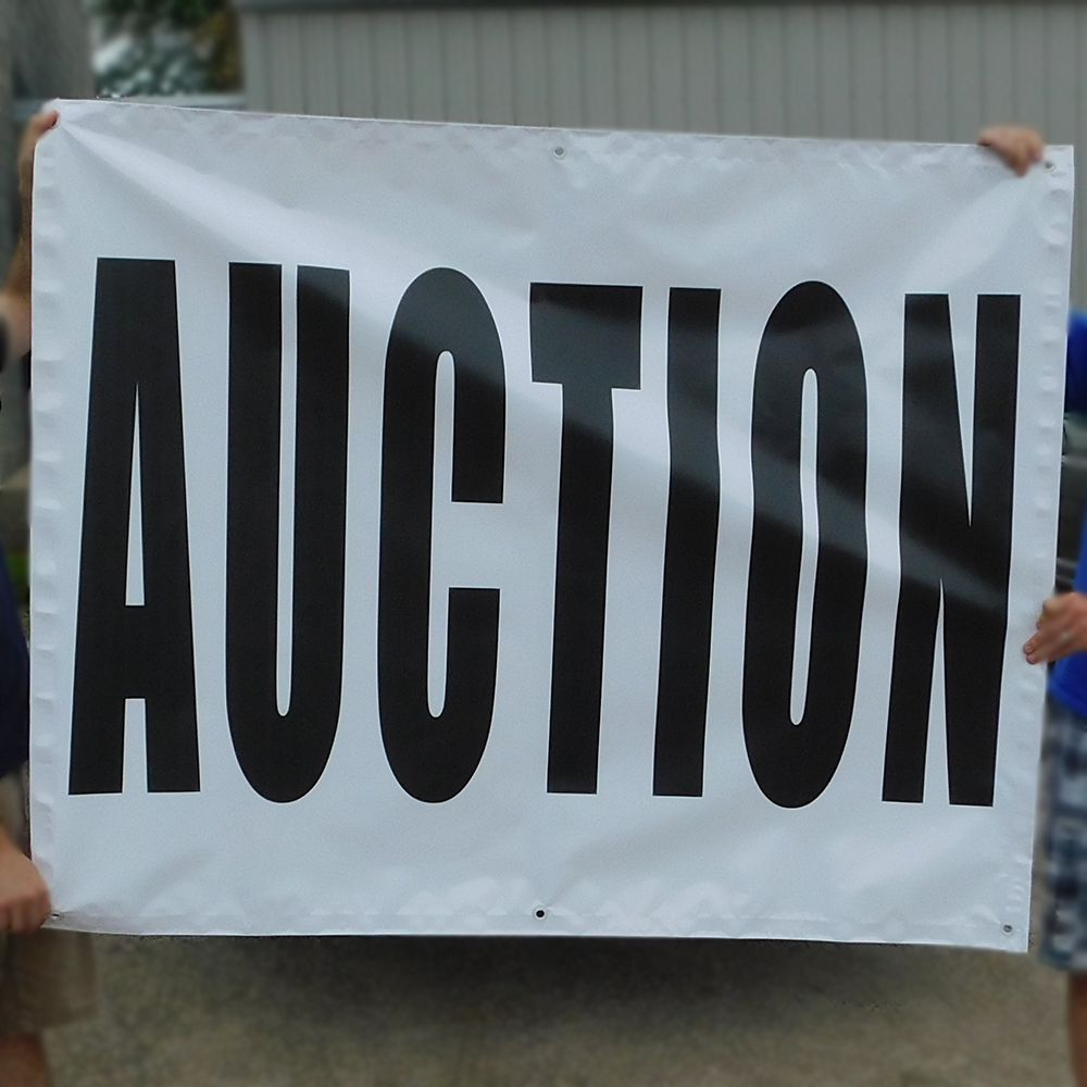 Black on White Auction Banner - 4ft Custom Sizes Available for Events, Fundraisers & Auctions | Durable Vinyl Signage
