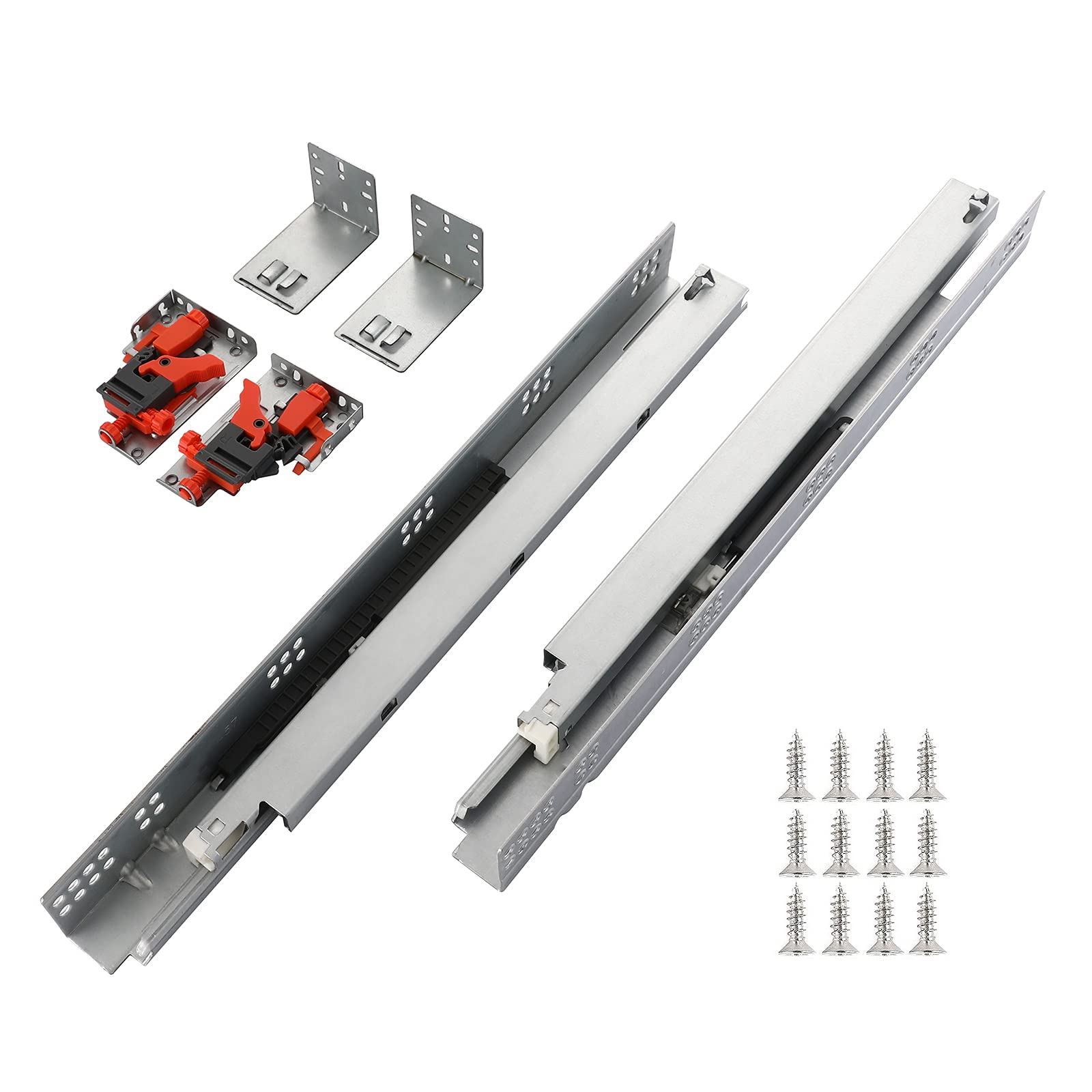 6 Pairs 18-Inch Undermount Soft Close Drawer Slides - Full Extension Concealed Drawer Rails with Mounting Screws, 3D Locking Device & Brackets | Perfect for Kitchen Cabinets, Dressers & DIY Furniture Projects