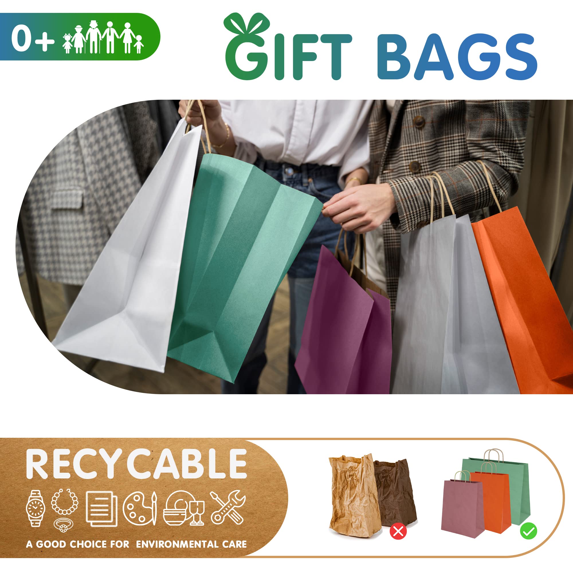 Dark Teal Kraft Paper Bags with Handles - Pack of 50 for Gifts & Shopping