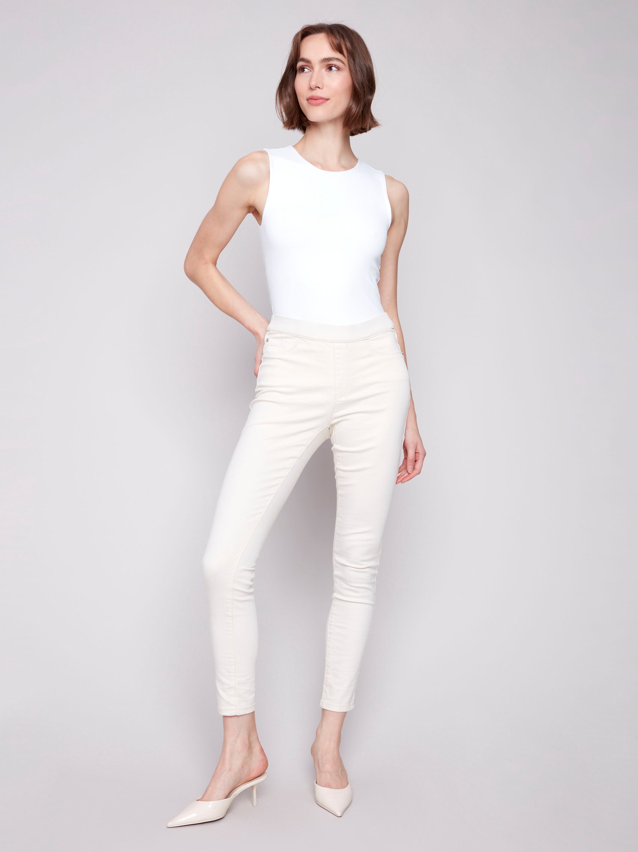 Comfortable Twill Pull On Pants for Women - Natural Color | Perfect for Casual Wear, Office & Travel