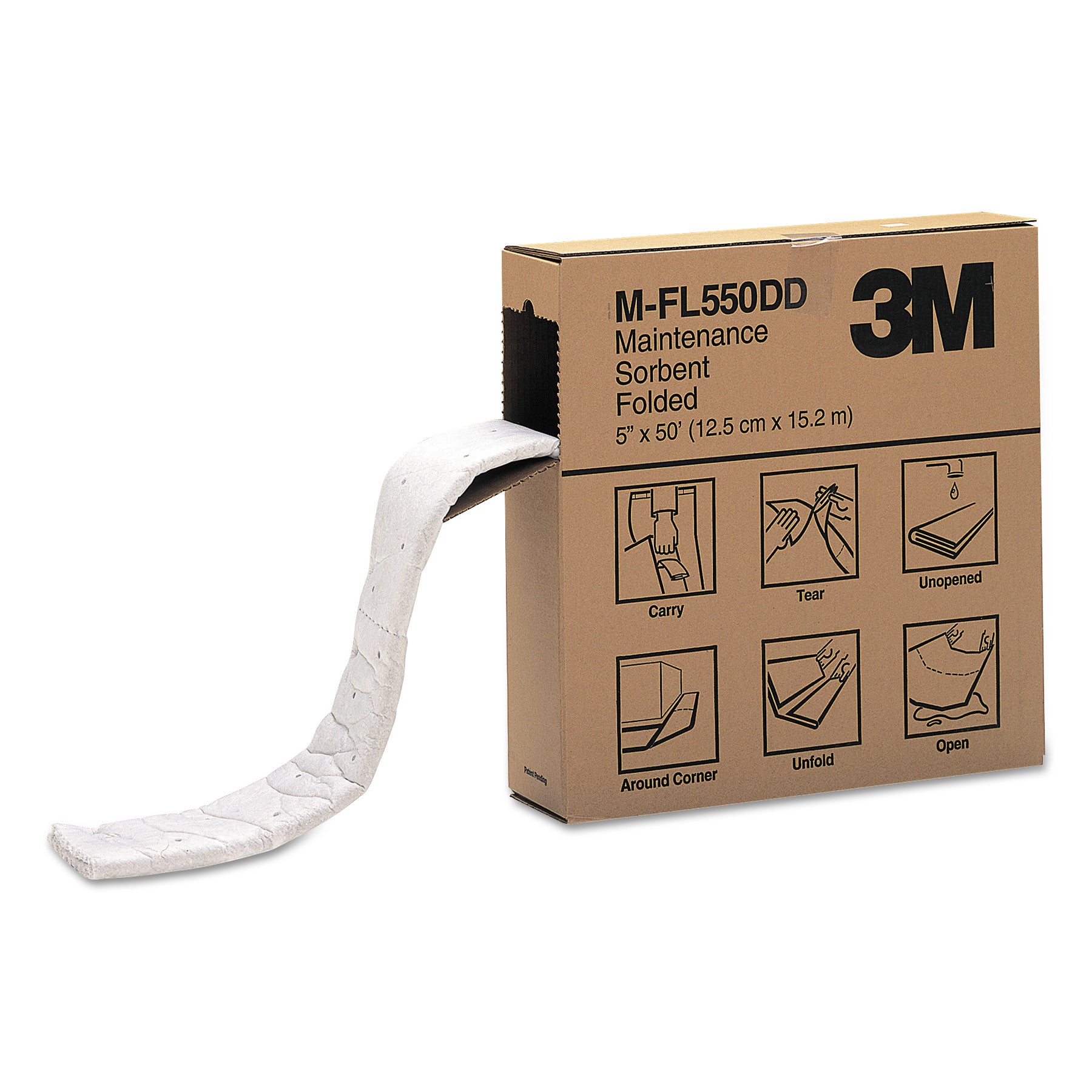 3M™ High Capacity Maintenance Folded Sorbent Roll - 10.5 Gallon, 5 x 50 Feet - Ideal for Oil Spill Cleanup, Industrial Absorbent, Workshop & Garage Use