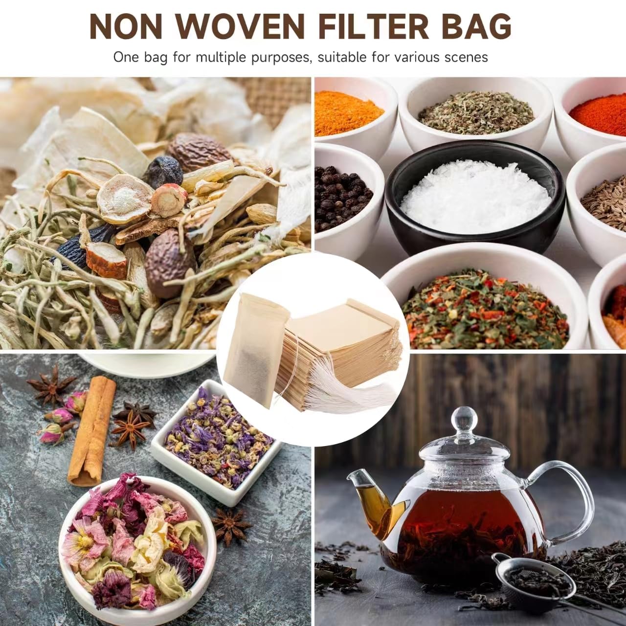 200Pcs Disposable Tea Filter Bags - Natural Unbleached Empty Tea Bags for Loose Leaf Tea, Coffee, Herbs & Spices (3.54 x 2.75 inch) - Perfect for Home Brewing, Office Use & DIY Tea Blends