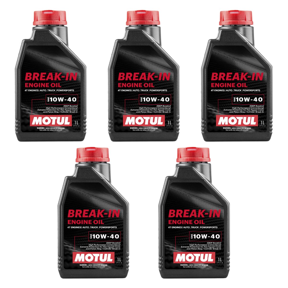Motul 108080 Break-in 10W-40 Mineral Motor Oil - 5 Pack (1 Quart Each) | High Performance Engine Break-in Oil for Motorcycles, ATVs & Small Engines | Ideal for New Engine Break-in Periods & Rebuilds
