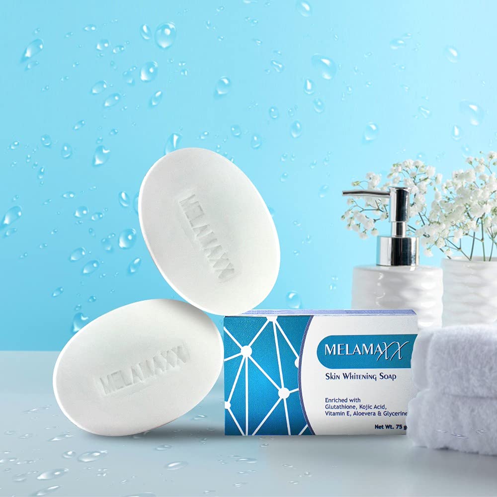 Melamaxx Skin Whitening Soap - 75g Natural Brightening Bar for Face & Body | Dark Spot Corrector, Even Skin Tone | Perfect for Daily Skincare Routine & Glowing Complexion