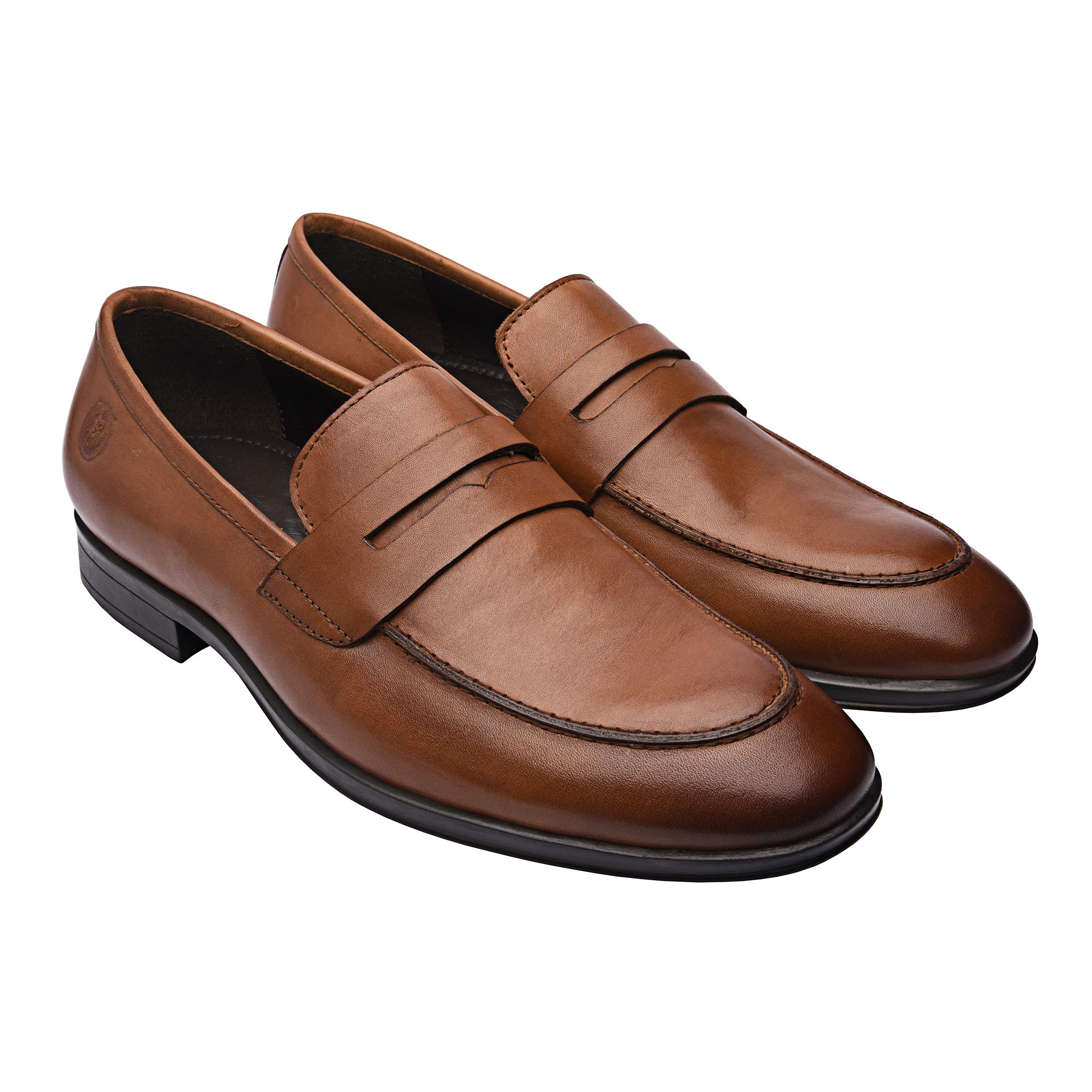 Samuel Genuine Leather Penny Loafers for Men - Handcrafted Classic Slip-On Dress Shoes with Arch Support & Rubber Sole | Comfortable Low Heel Loafers for Spring | Perfect for Business Casual, Office Wear & Formal Occasions