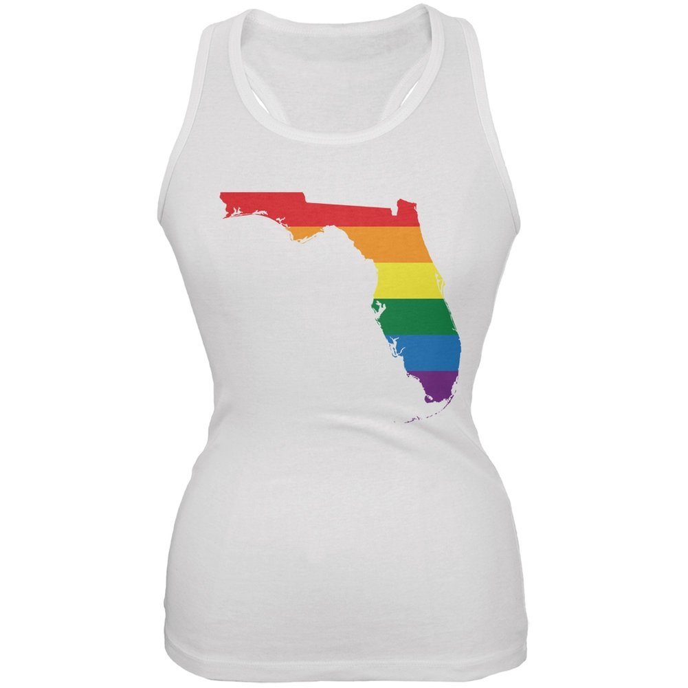 Florida LGBT Lesbian Pride Rainbow White Juniors Soft Tank Top - Comfortable & Stylish LGBTQ+ Apparel for Women, Teens - Perfect for Pride Parades, Festivals & Everyday Wear
