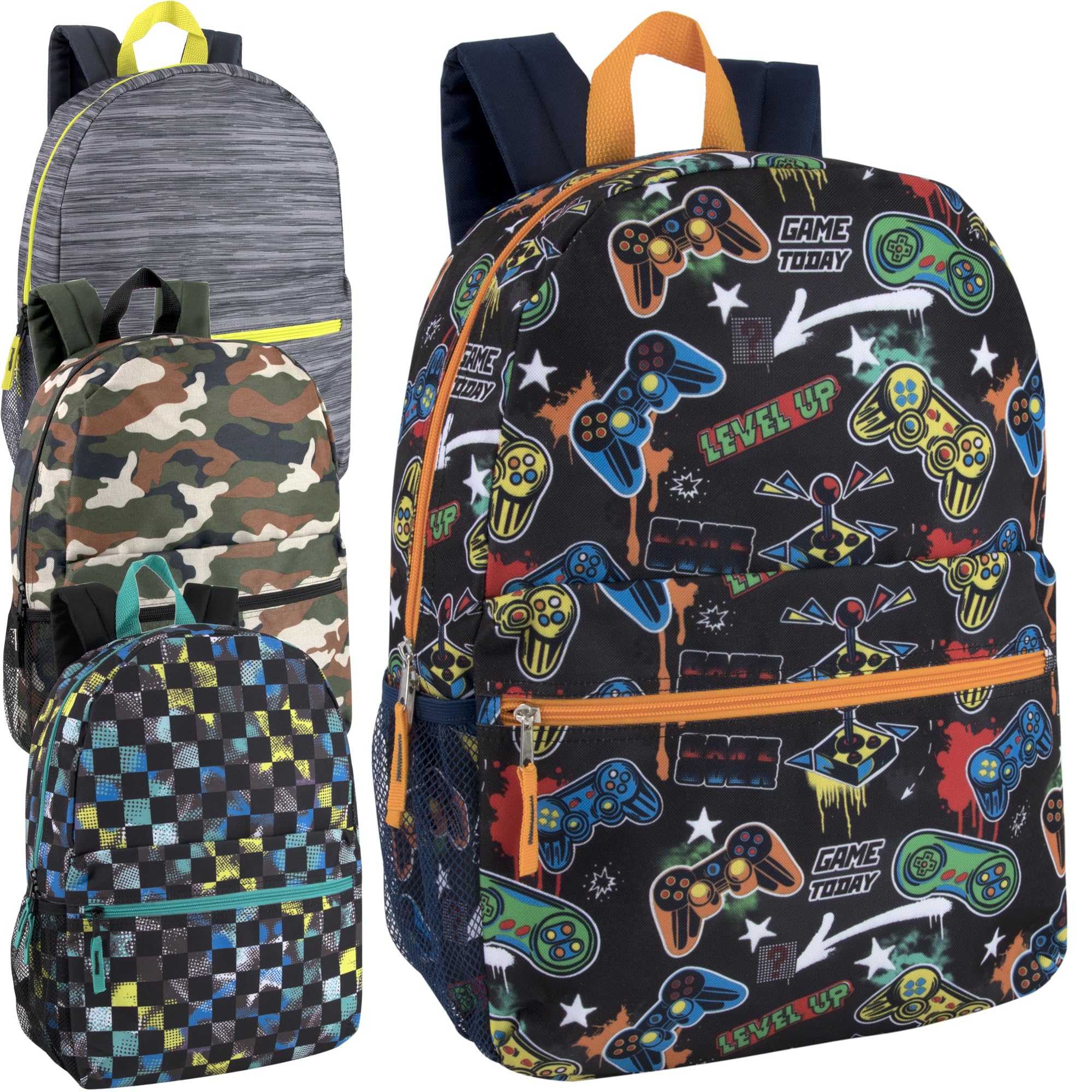 24 Pack 17 Inch Printed Bulk Backpacks for Boys and Girls - Durable School Backpacks for Kids | Boys Assortment | Perfect for School, Travel, and Outdoor Activities