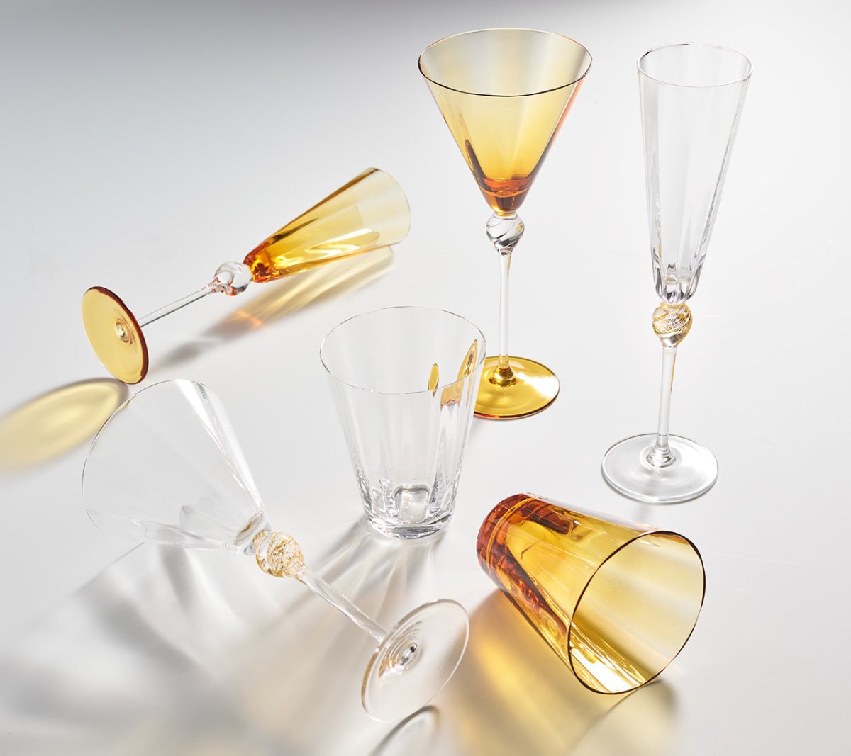 Premium Daphne Flute Glasses in Amber - Set of 4 Elegant Whiskey Glasses for Bourbon, Scotch & Cocktails - Perfect for Home Bars, Gifts & Entertaining