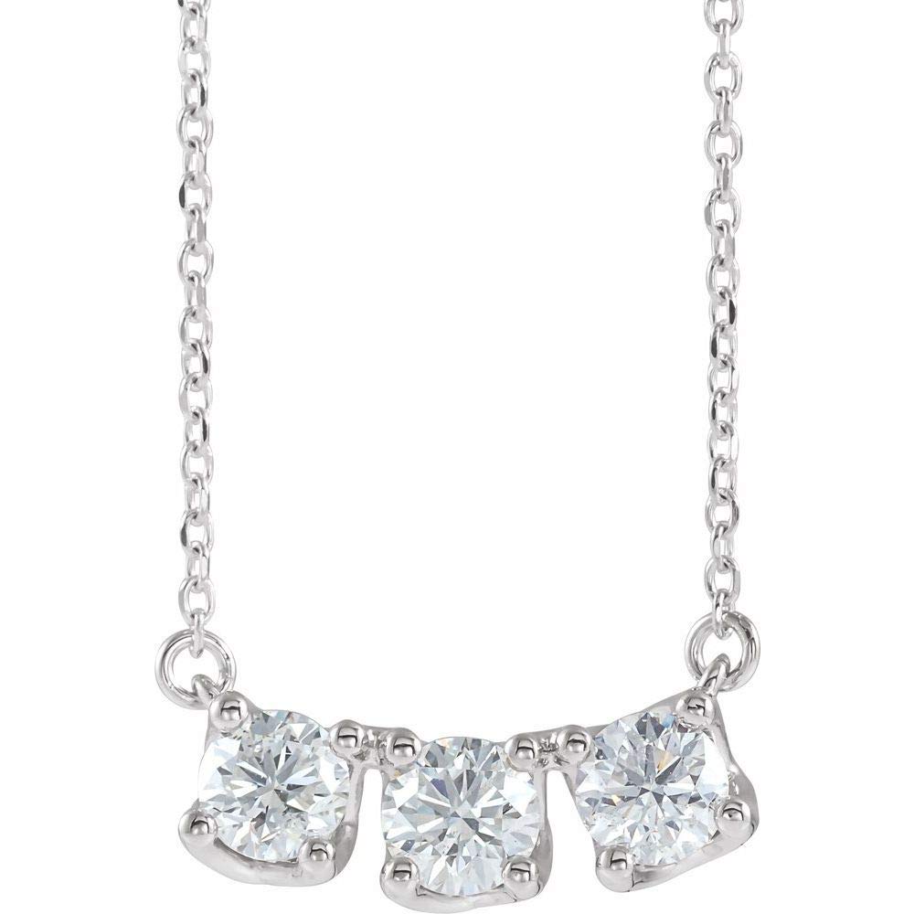 3 Stone Diamond Curved Bar Charm Pendant Necklace for Women - Elegant Layering Piece for Everyday Wear & Special Occasions