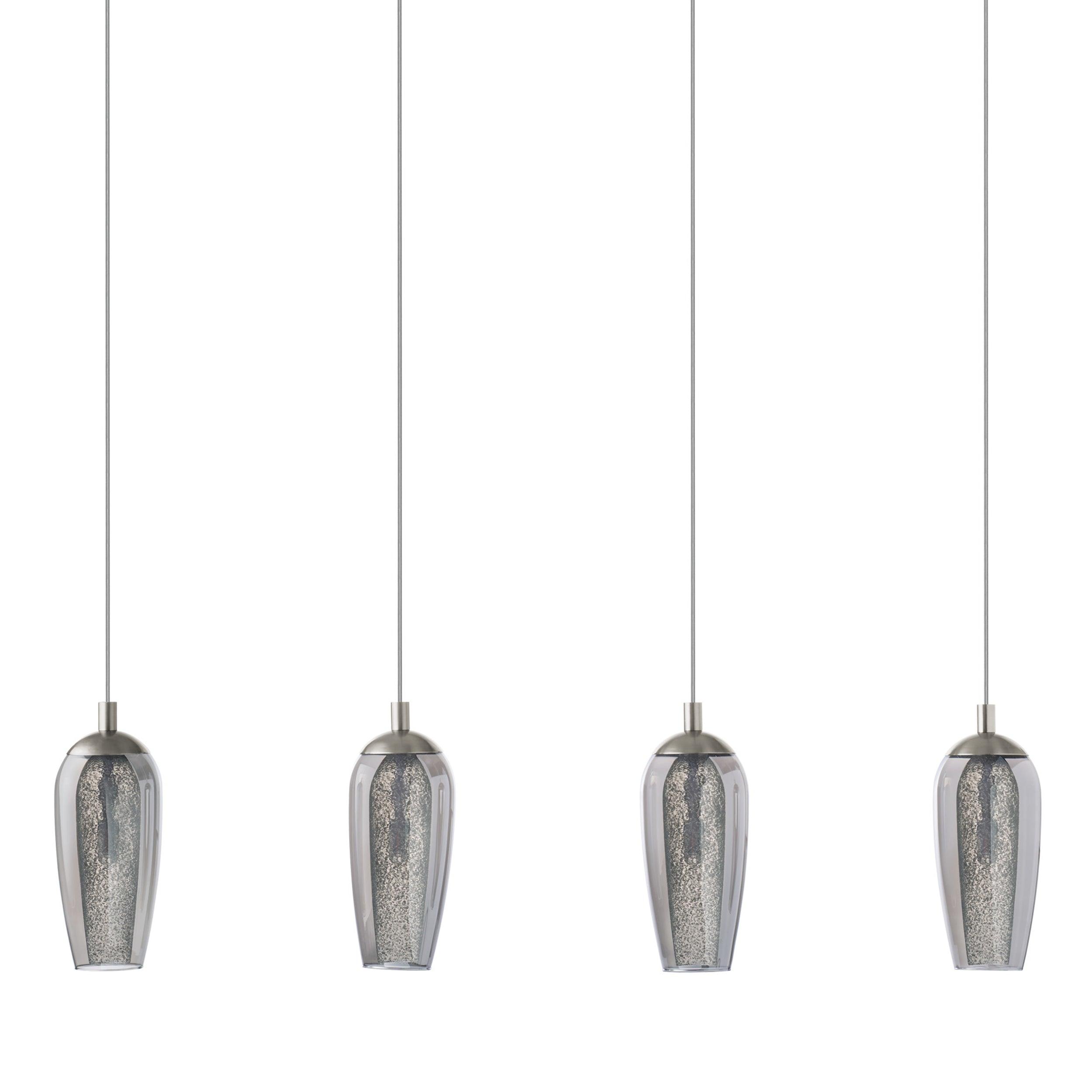 Eglo Farsala 4-Light Modern Ceiling Pendant with Smoked Black Finish & Clear Glass Shades - Perfect for Dining Room, Kitchen Island or Entryway Lighting