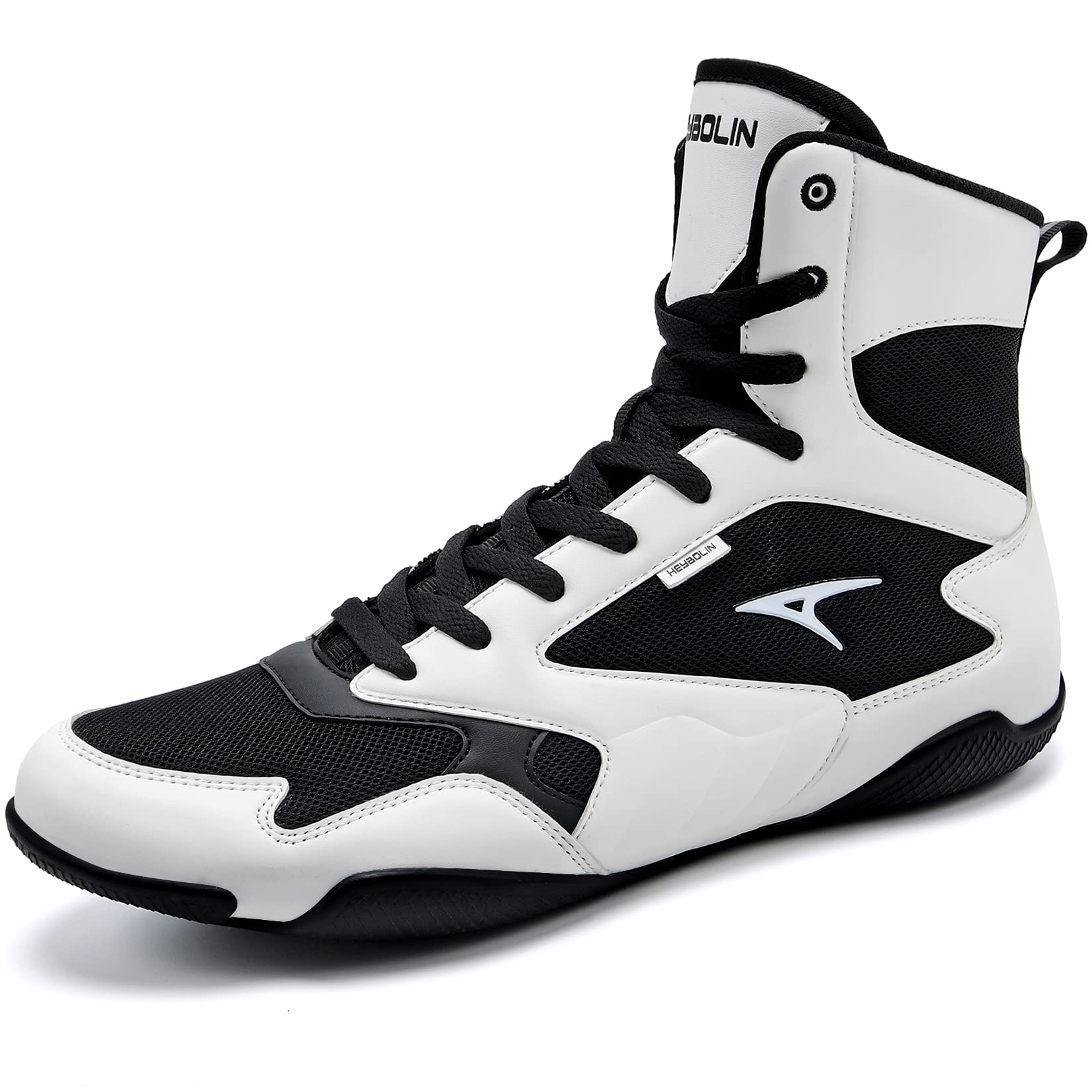 ASHION Men's Wrestling Shoes - High Top Boxing & Fitness Sneakers with Zero Drop Sole for MMA, Training & Gym Workouts