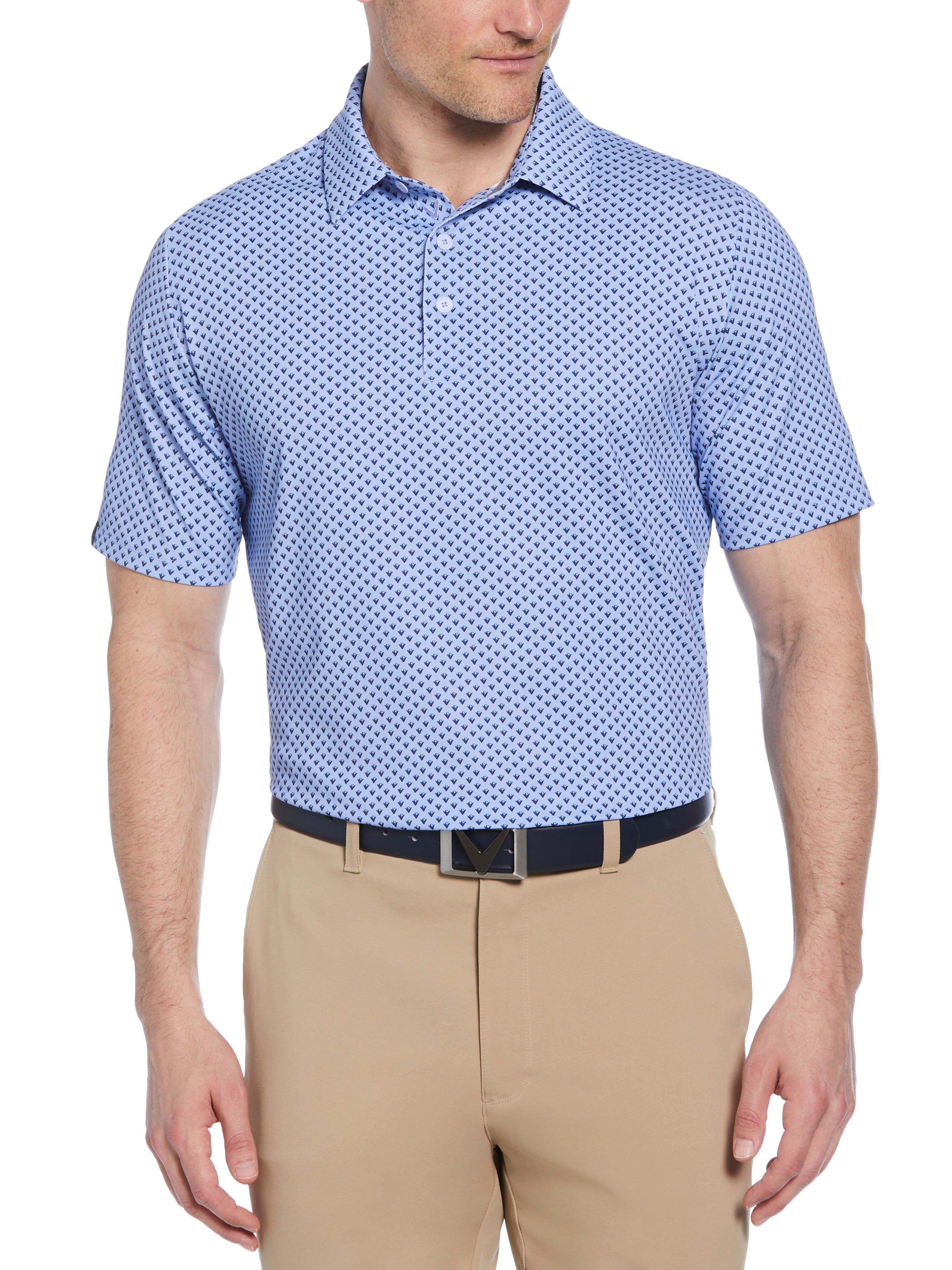 Men's Chevron Print Polo Shirt - Classic Logo Embroidered Casual Top for Business & Leisure - Perfect for Office, Golf, and Weekend Outings
