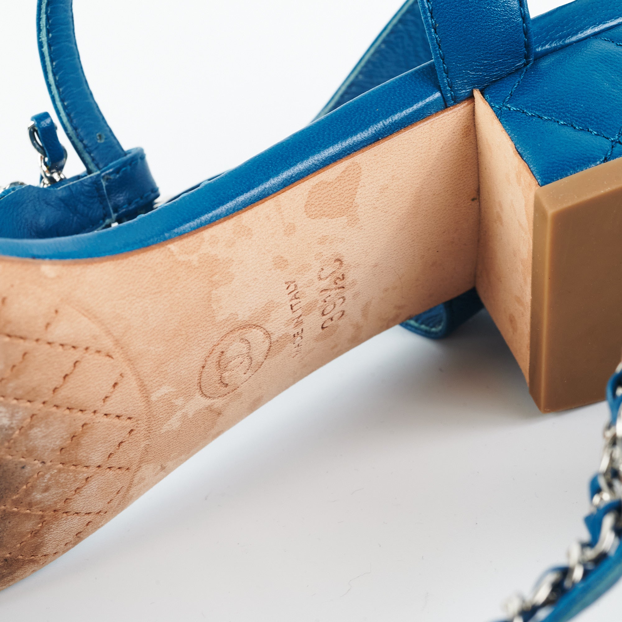 Chanel Blue Leather Sandals for Women - Size 39.5 EU (US 9) - Comfortable Luxury Summer Shoes for Beach, Vacation & Casual Outings