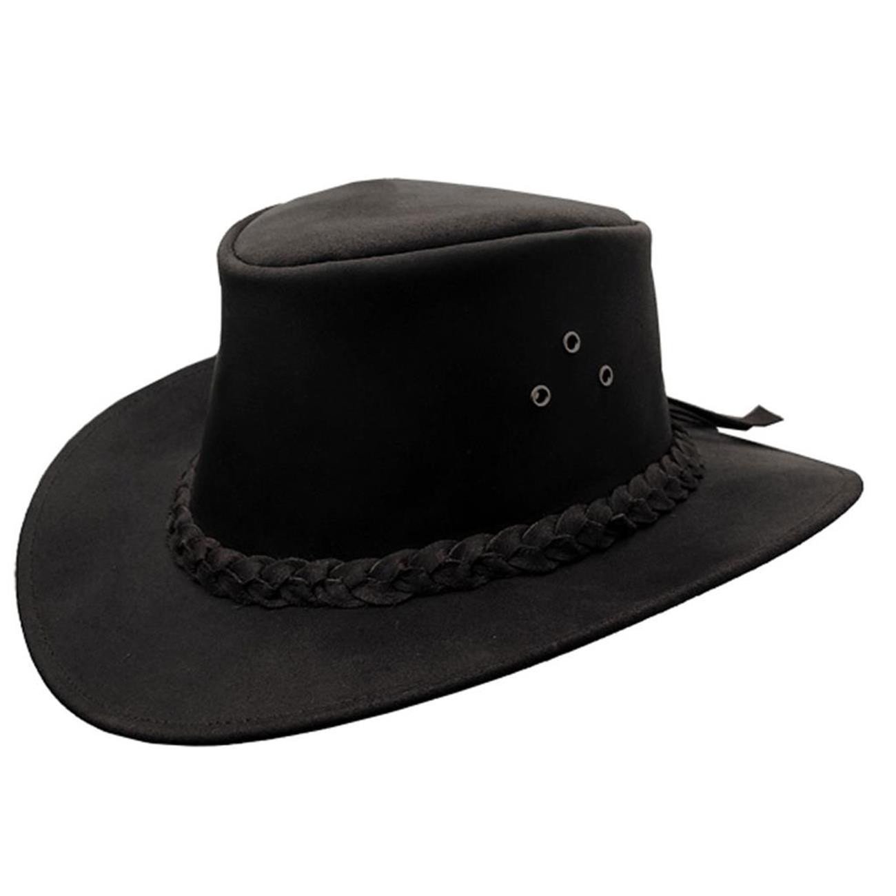 KAKADU Original Iron Cove Slicker Leather Hat - Waterproof & Durable Cowhide Outback Hat for Men & Women - Perfect for Outdoor Adventures, Hiking, and Ranch Work