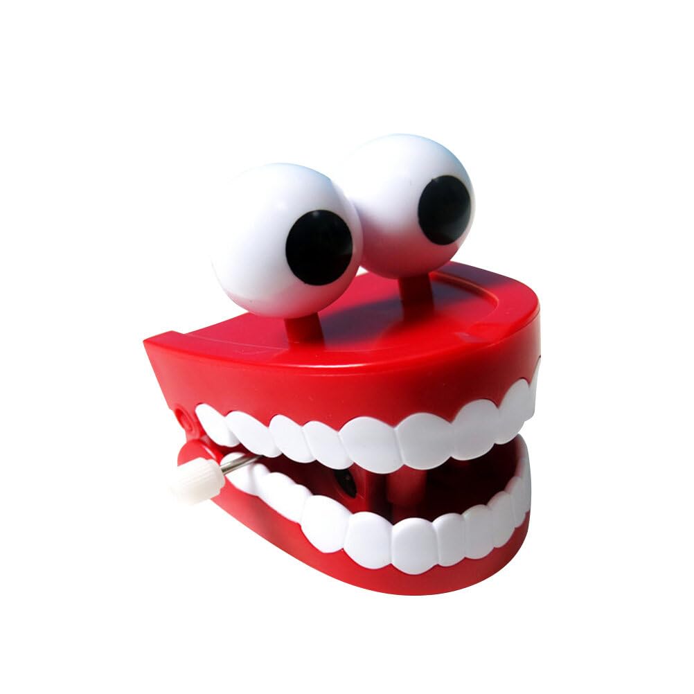 4 Pack Novelty Vibrating Wind Up Toys - Chattering Teeth with Eyes - Fun Gag Gifts for Parties, Prank Gifts, Stocking Stuffers & Stress Relief Toys