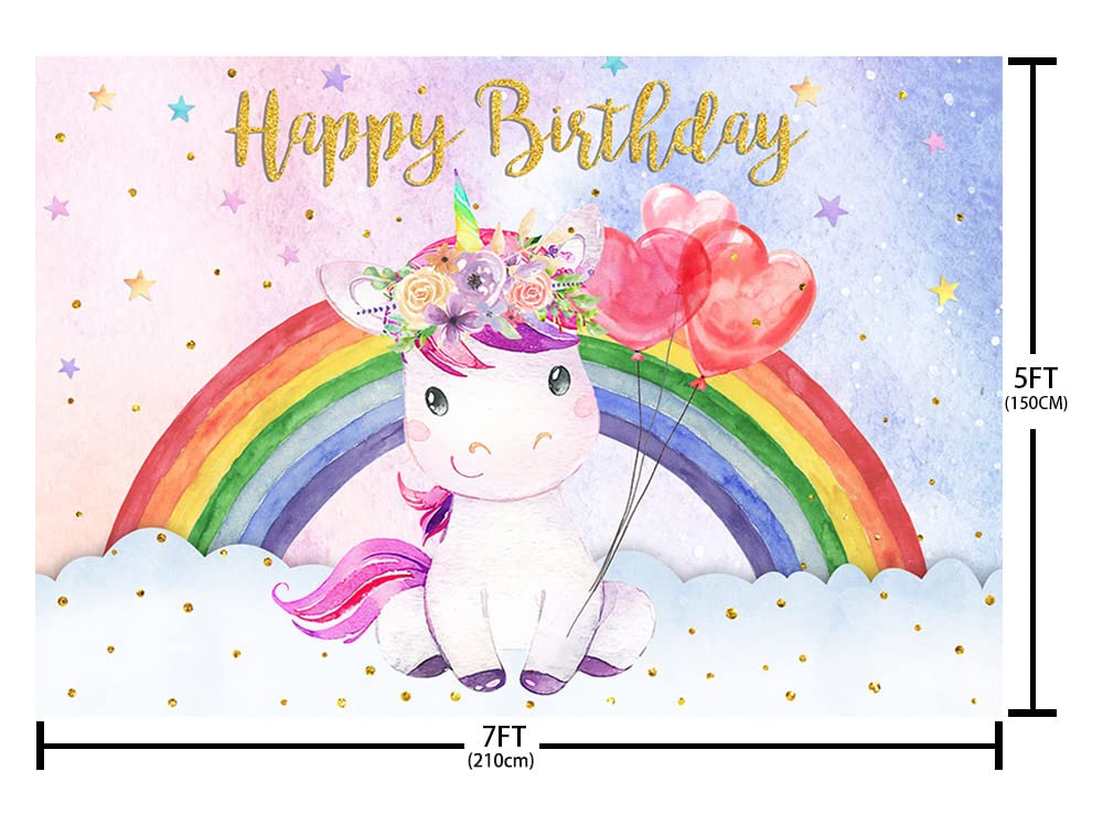 MEHOFOND 7x5ft Unicorn Birthday Backdrop - Rainbow Princess Pony Party Decorations for Girls, Photography Background Banner, Cake Table & Photo Booth Props | Perfect for Birthday Parties, Baby Showers & Themed Events