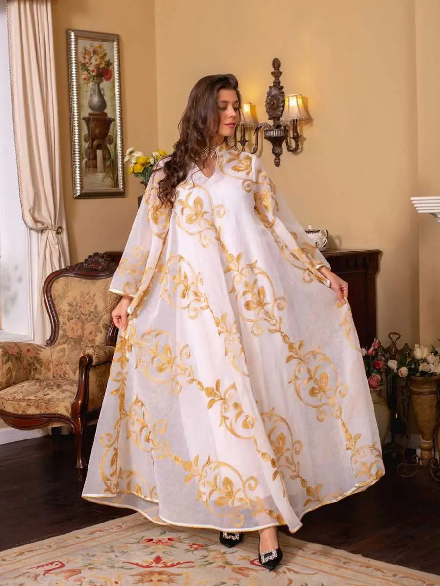 Elegant Eid Dress for Women - Doris Embroidery Kaftan Caftan Dress | Muslim Holiday Outfit, Summer Beach Cover Up, Party Wear, Special Occasion Fashion