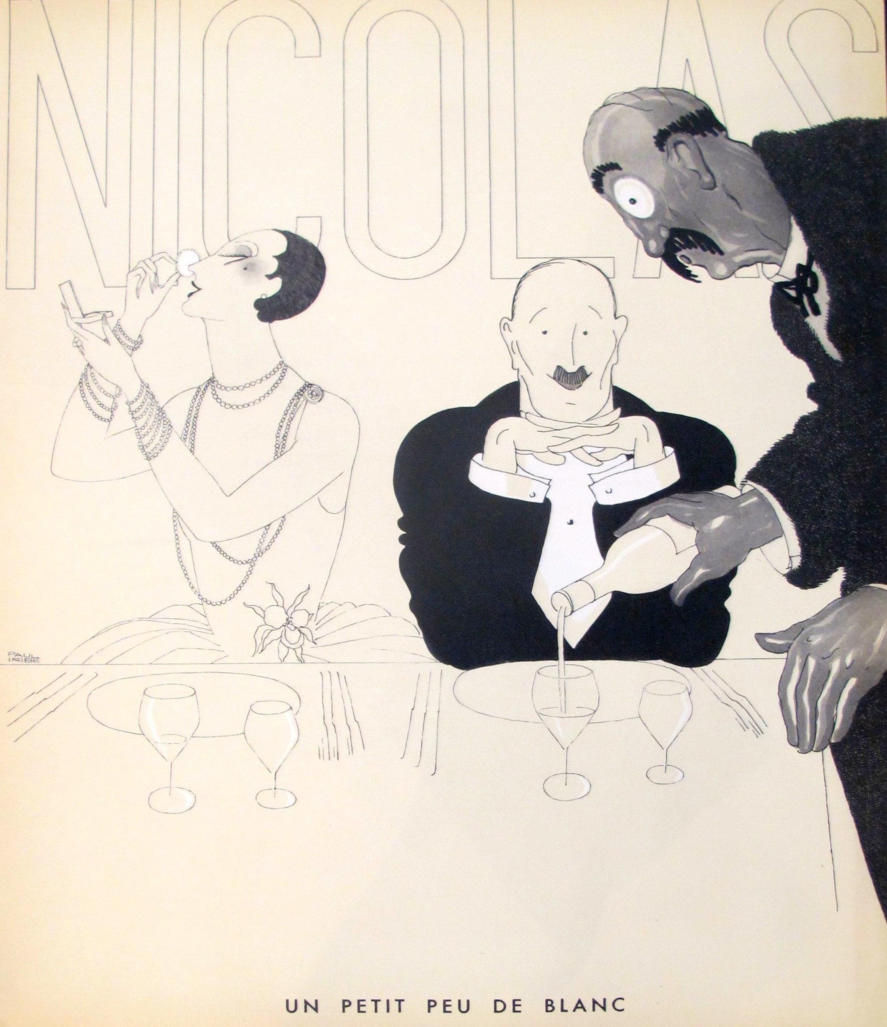 1930s Vintage French Art Deco Print - 'Nicolas, Un Petit Peu de Blanc' - Authentic Art Deco Wall Decor for Living Room, Bedroom & Office