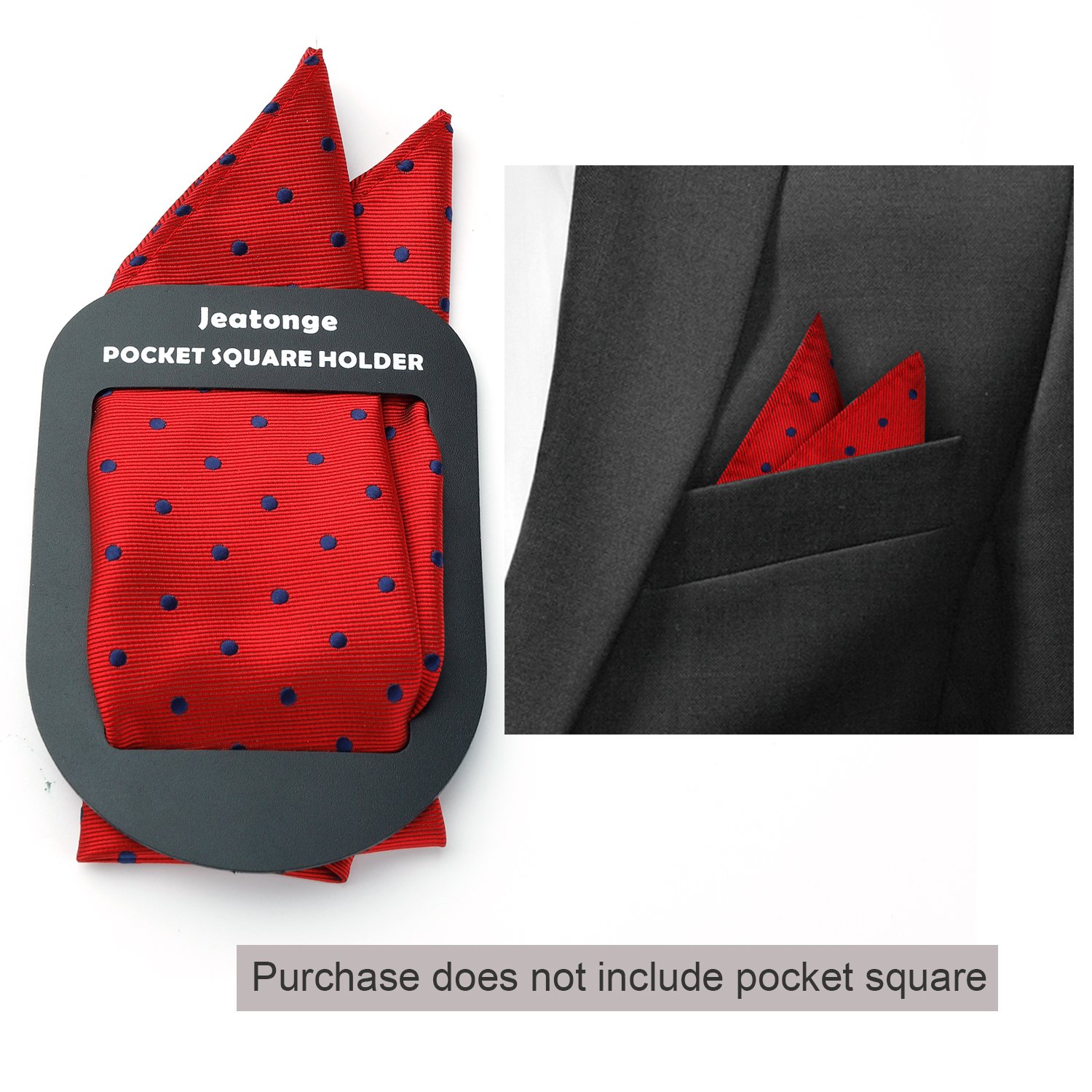 Jeatonge Men's Pocket Square Holder & Organizer - Prefolded Pocket Squares for Suits, Tuxedos & Formal Events - Perfect for Weddings, Business Meetings & Special Occasions